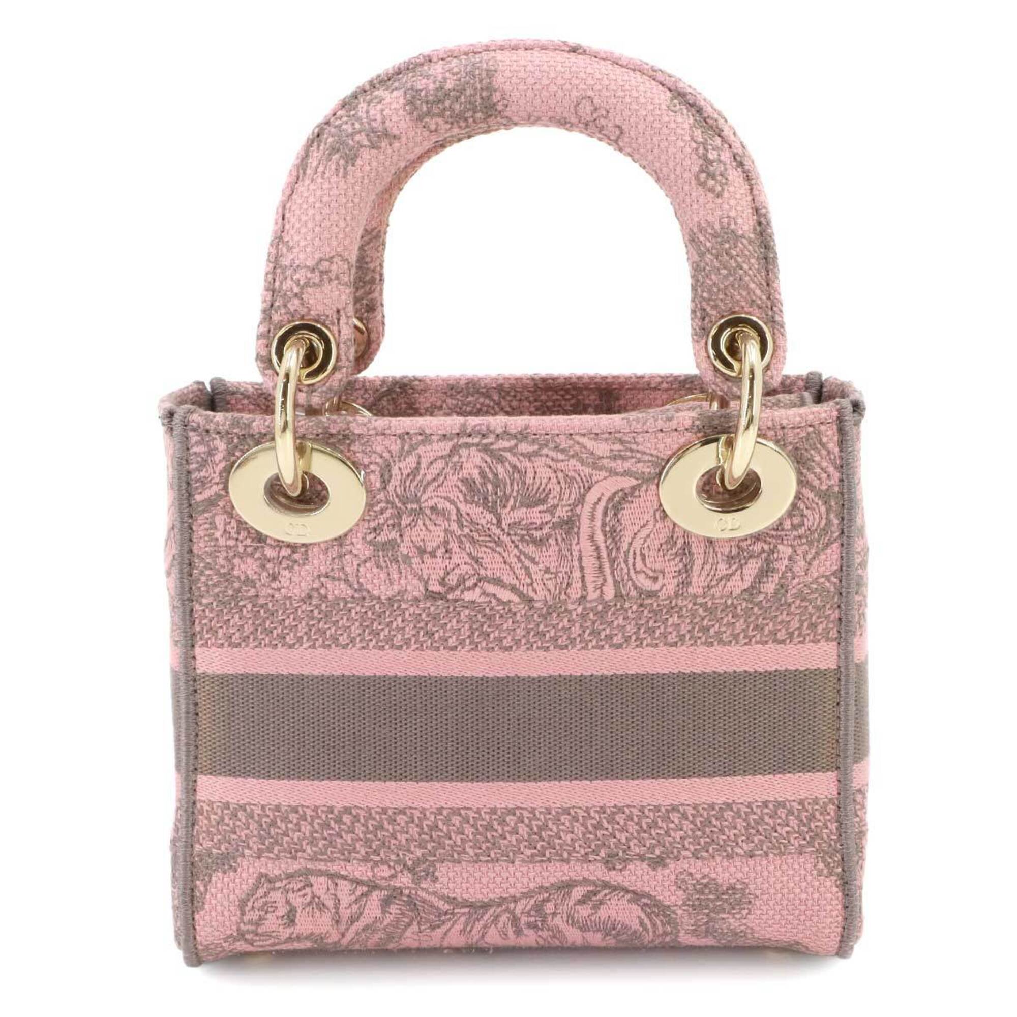 Christian Dior Gray Pink Canvas Handbag (Pre-Owned)