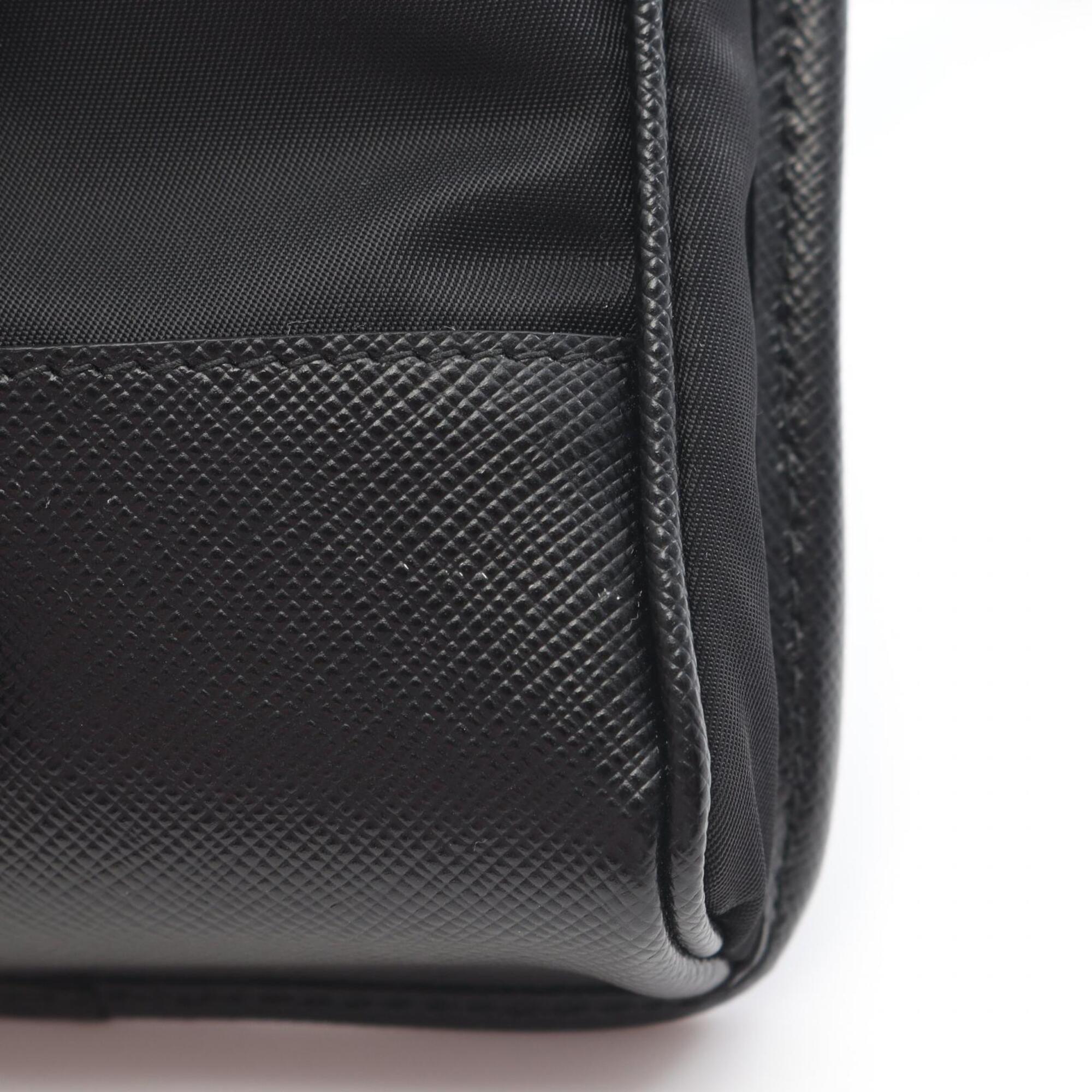 Prada Black Nylon Leather Handbag Shoulder Bag (Pre-Owned)