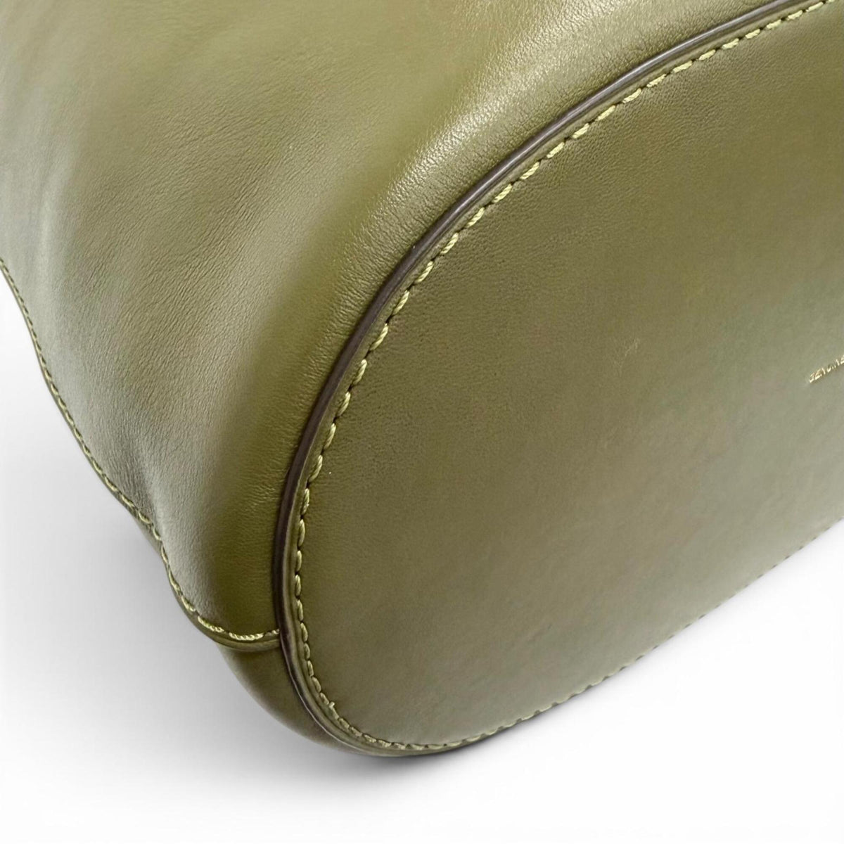 Coach Khaki Leather Pouch Shoulder Bag (Pre-Owned)