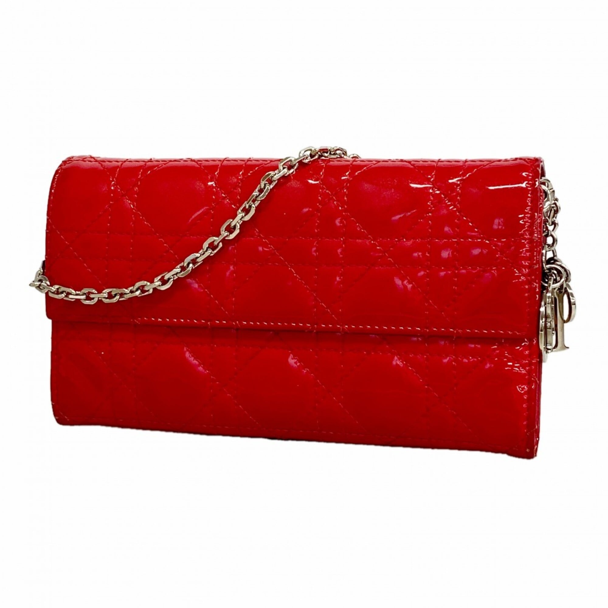 Christian Dior Red Color Long Wallet (Bi-Fold) (Pre-Owned)