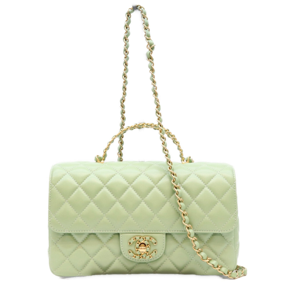 Chanel Green Leather Shoulder Bag (Pre-Owned)