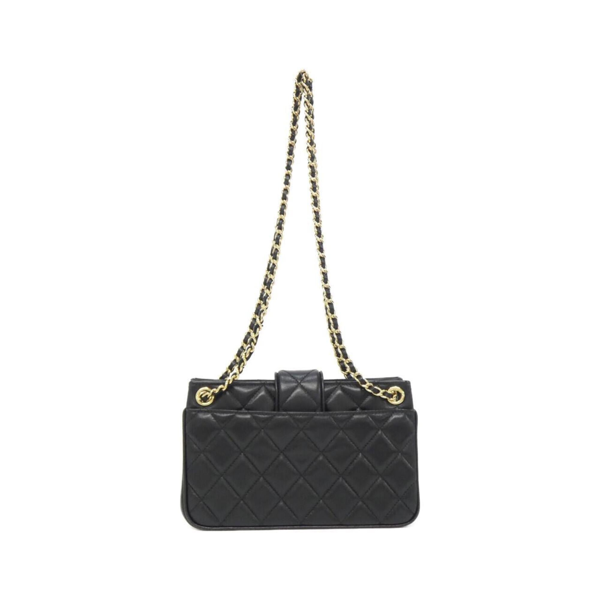 Chanel Black Leather Handbag Shoulder Bag (Pre-Owned)