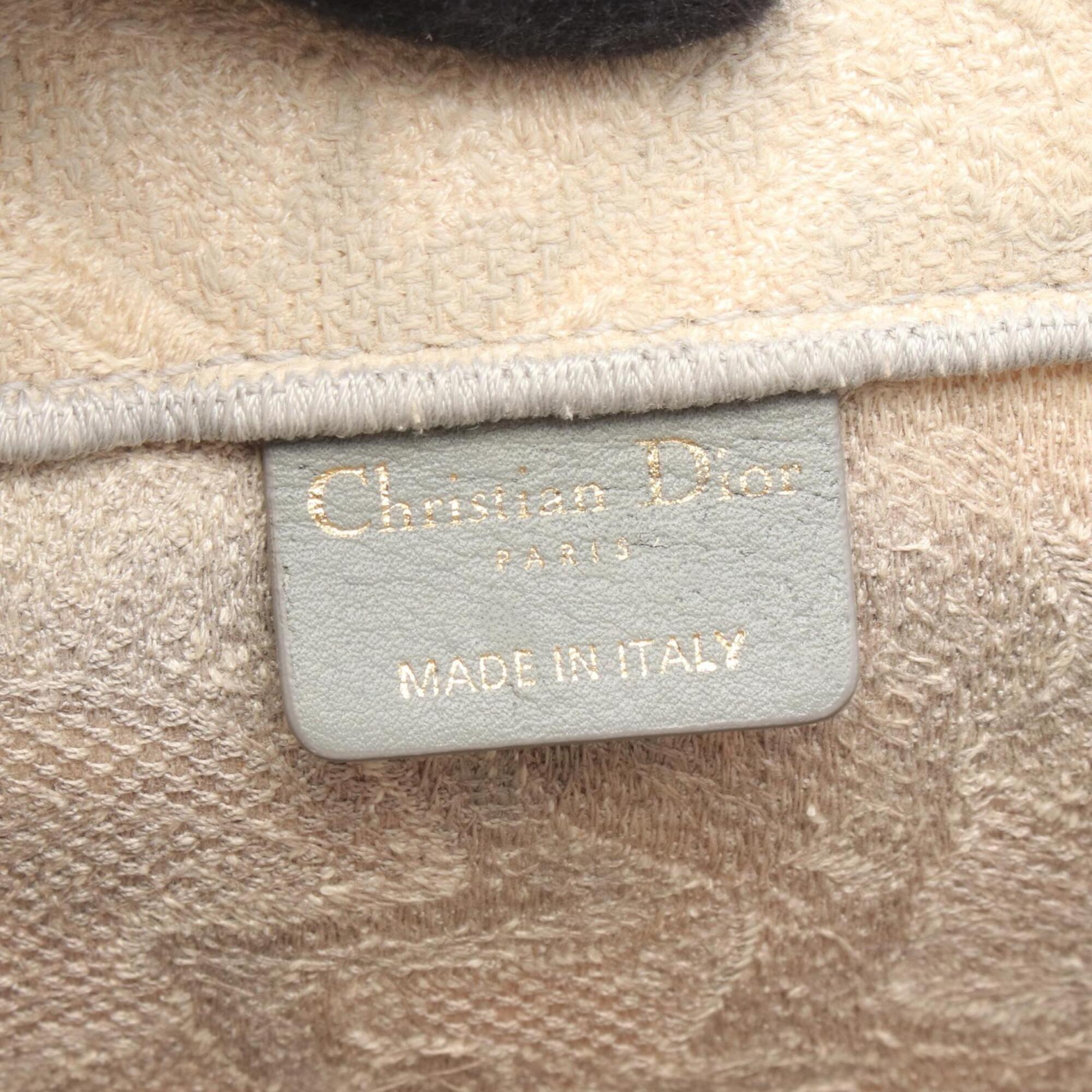 Christian Dior Gray Ivory Canvas Handbag Tote Bag (Pre-Owned)