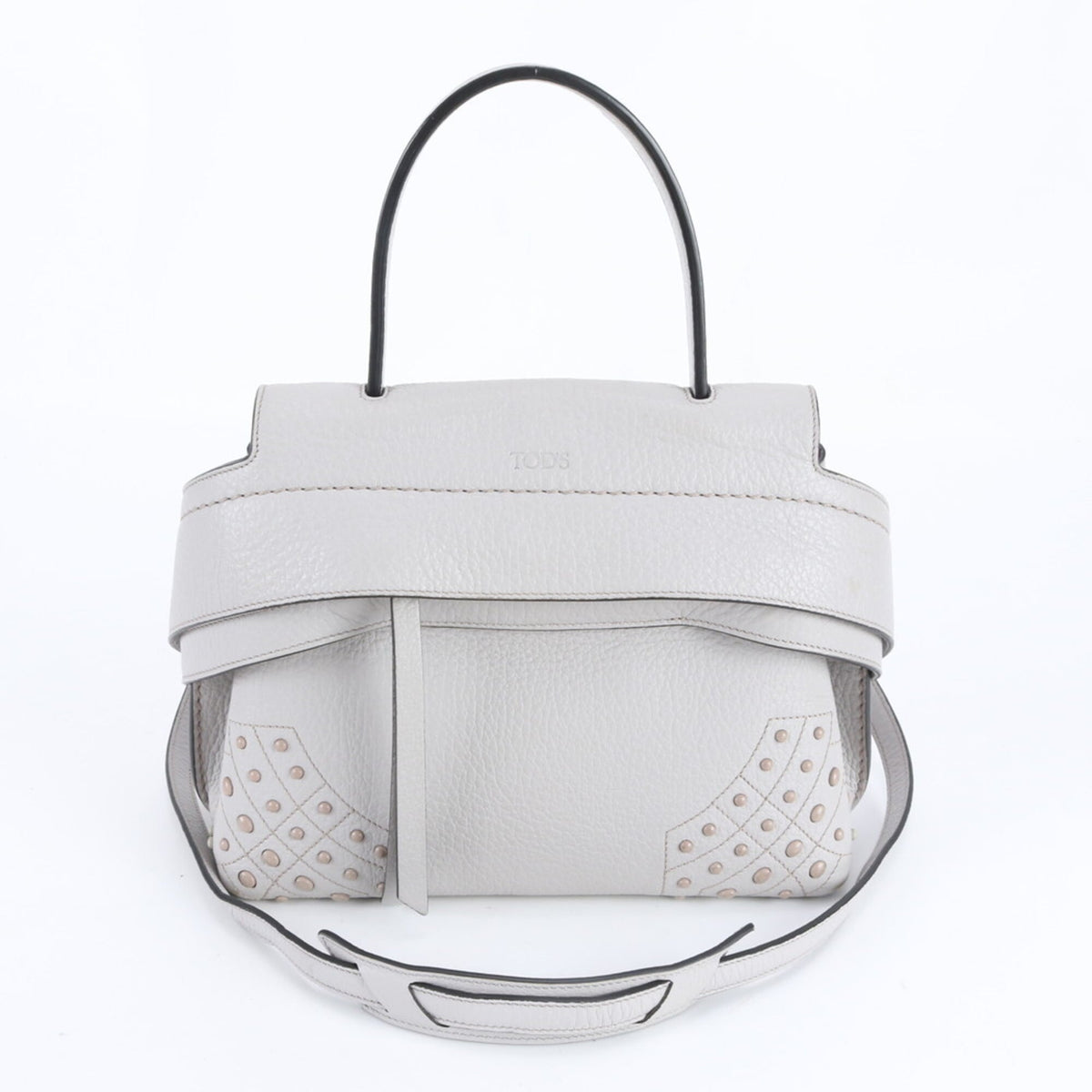 Tod's Gray Leather Crossbody Bag Handbag Shoulder Bag (Pre-Owned)