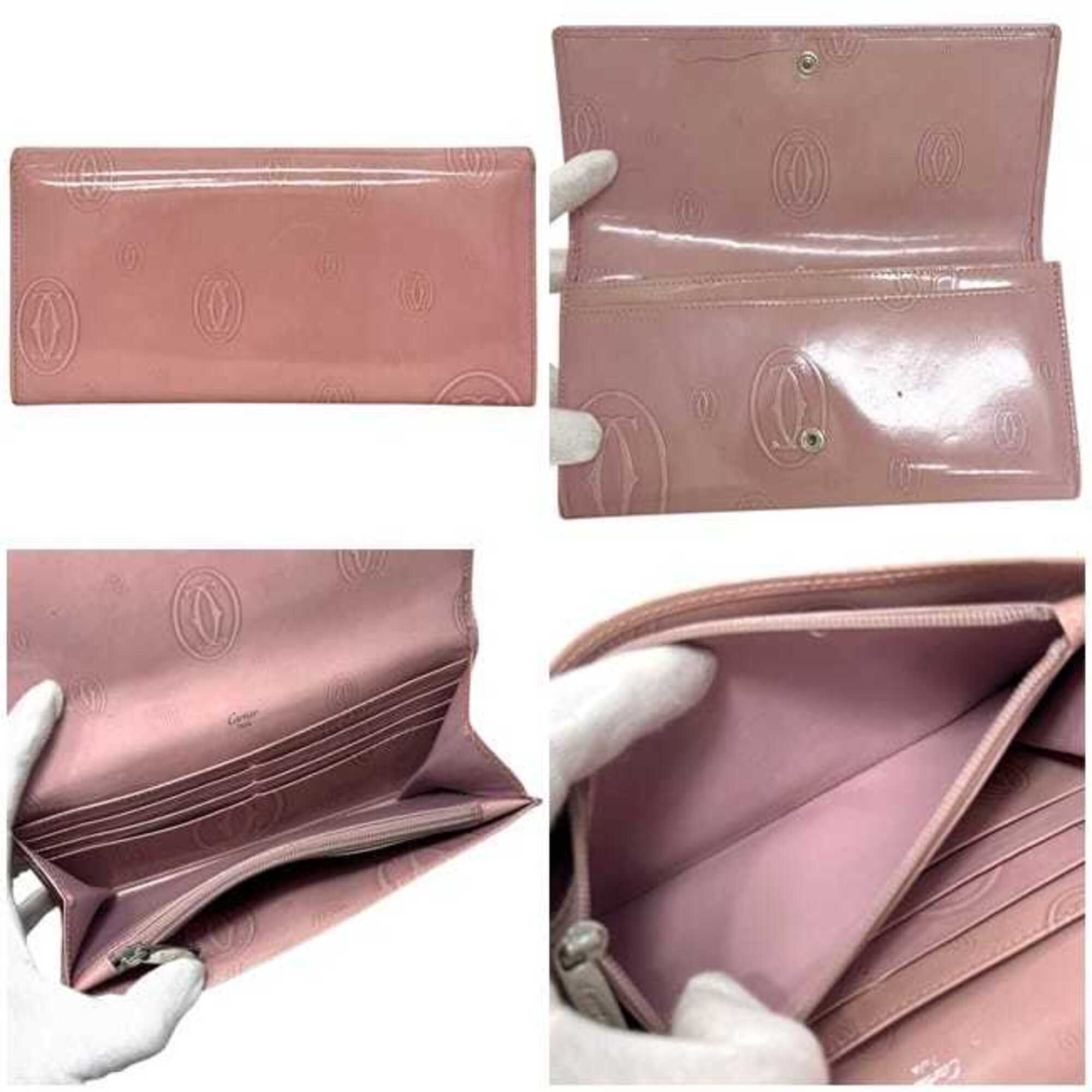 Cartier Happy Birthday Pink Leather Long Wallet (Bi-Fold) (Pre-Owned)
