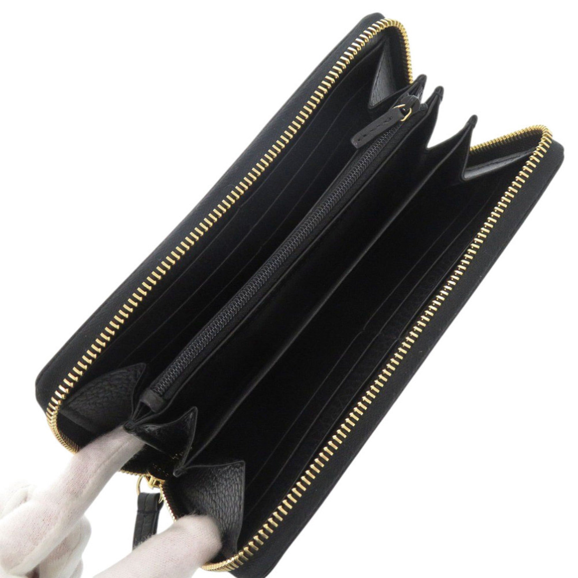 Gucci Black Leather Long Wallet (Bi-Fold) (Pre-Owned)