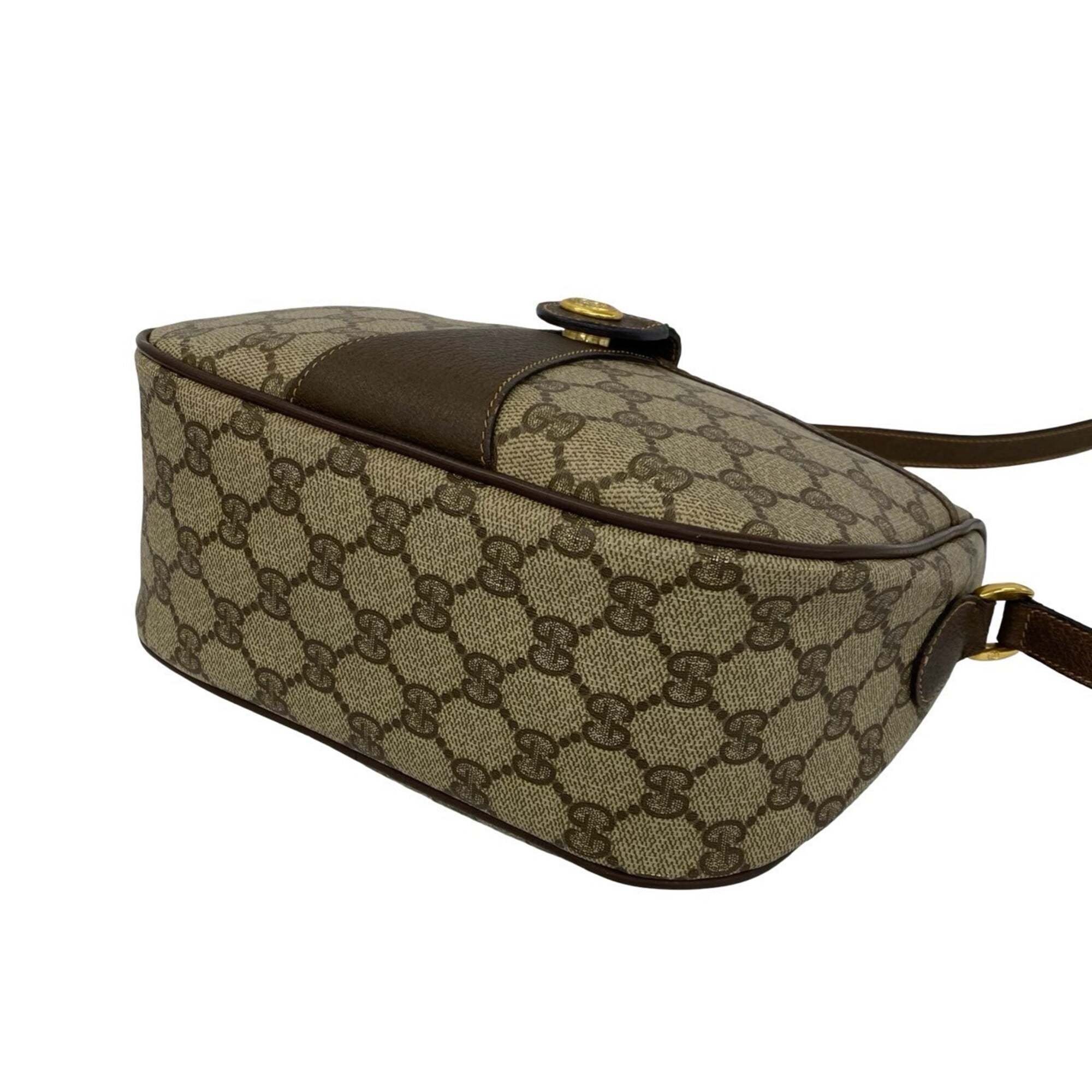 Gucci Brown Green Red Color Leather Pvc Shoulder Bag (Pre-Owned)