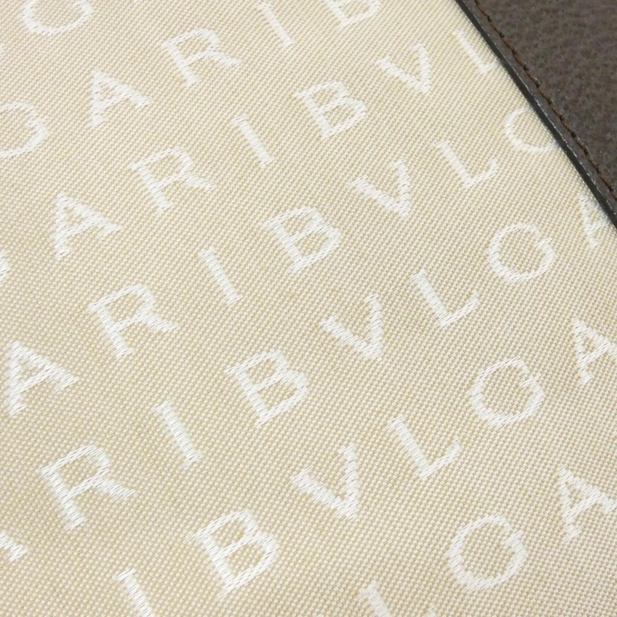 Bvlgari Beige Brown Canvas Handbag Pouch (Pre-Owned)