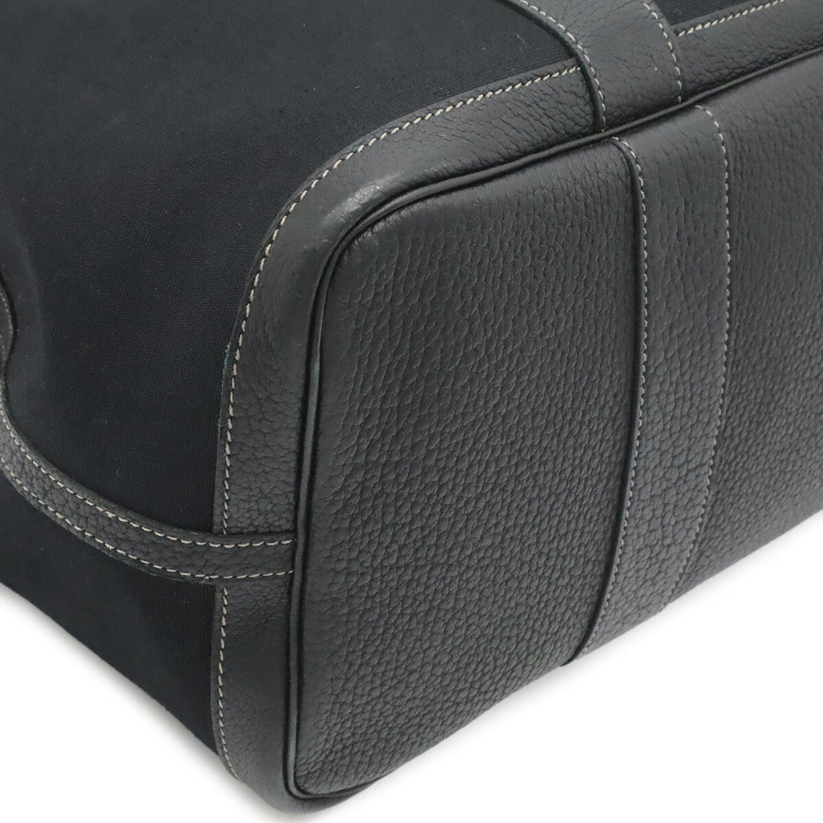 Hermes Garden Black Toile Officier Leather Handbag Shoulder Bag Tote Bag (Pre-Owned)