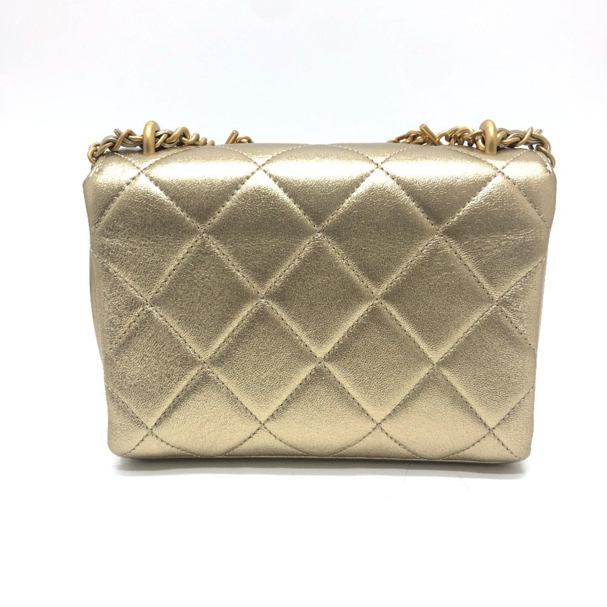 Chanel Matelasse Gold Leather Handbag Shoulder Bag (Pre-Owned)