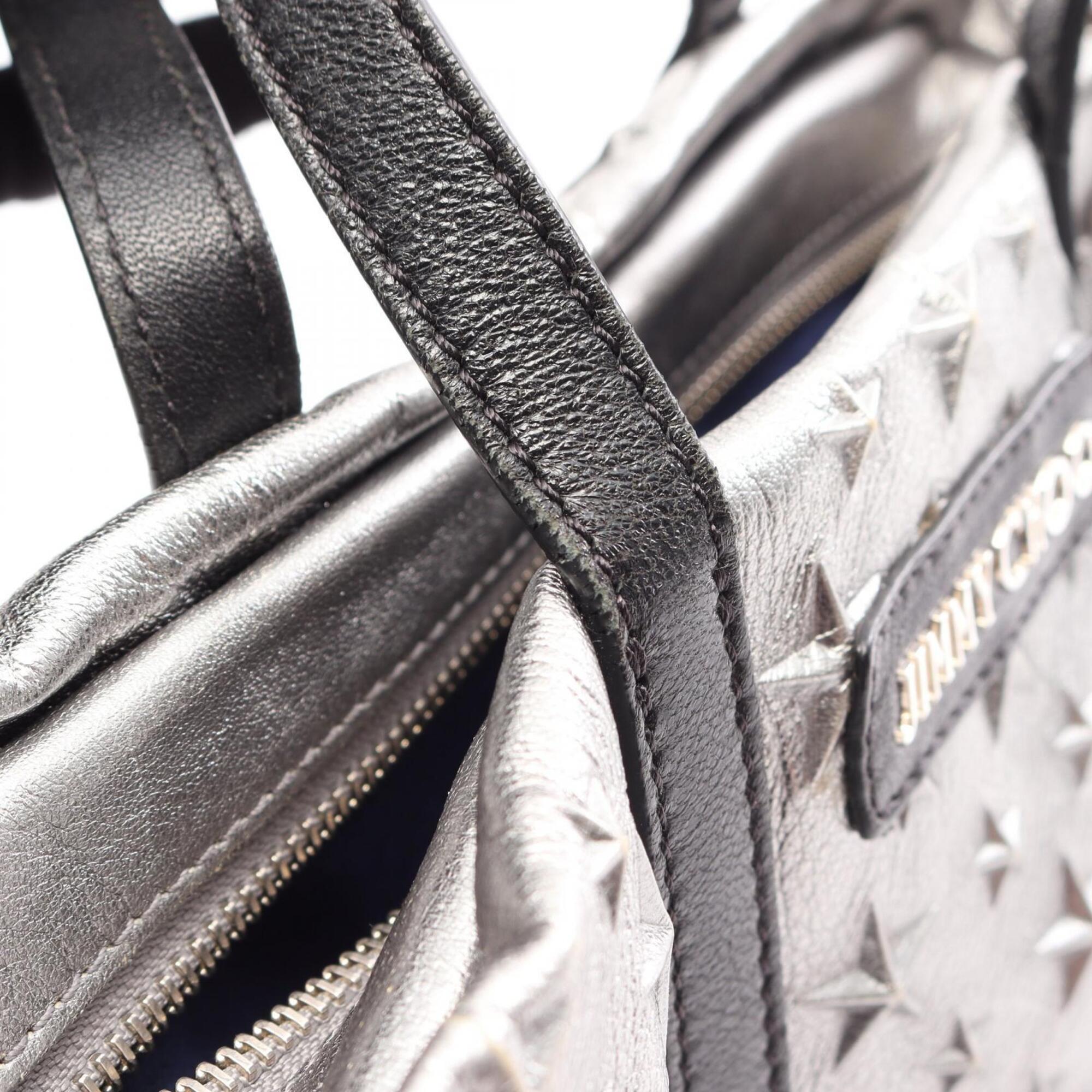 Jimmy Choo Black Silver Leather Handbag (Pre-Owned)