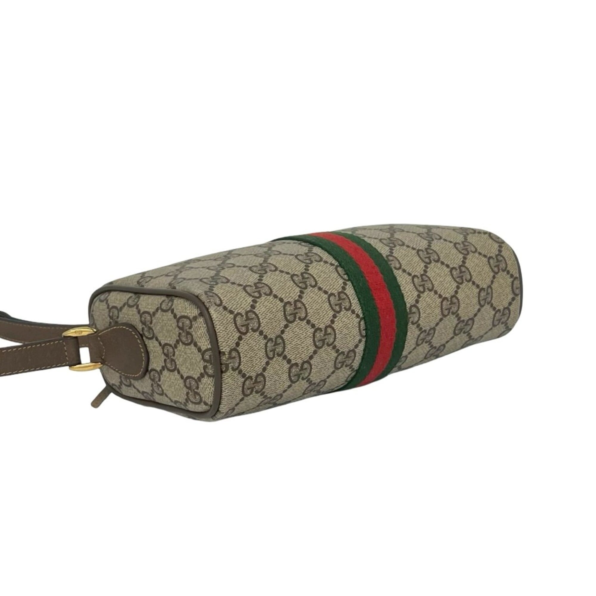 Gucci Brown Green Red Color Leather Pvc Shoulder Bag (Pre-Owned)