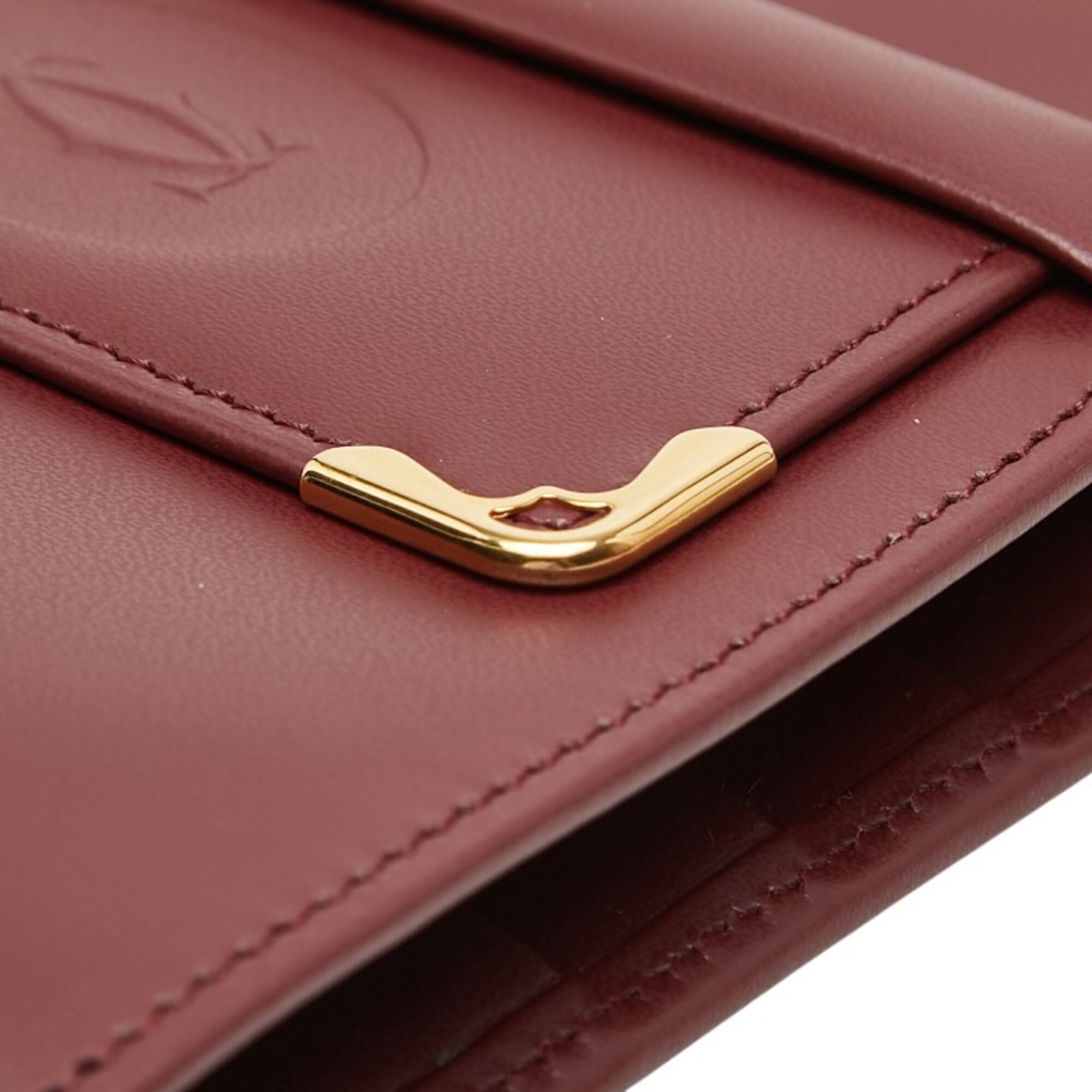 Cartier Bordeaux Wine Red Leather Wallet (Bi-Fold) (Pre-Owned)