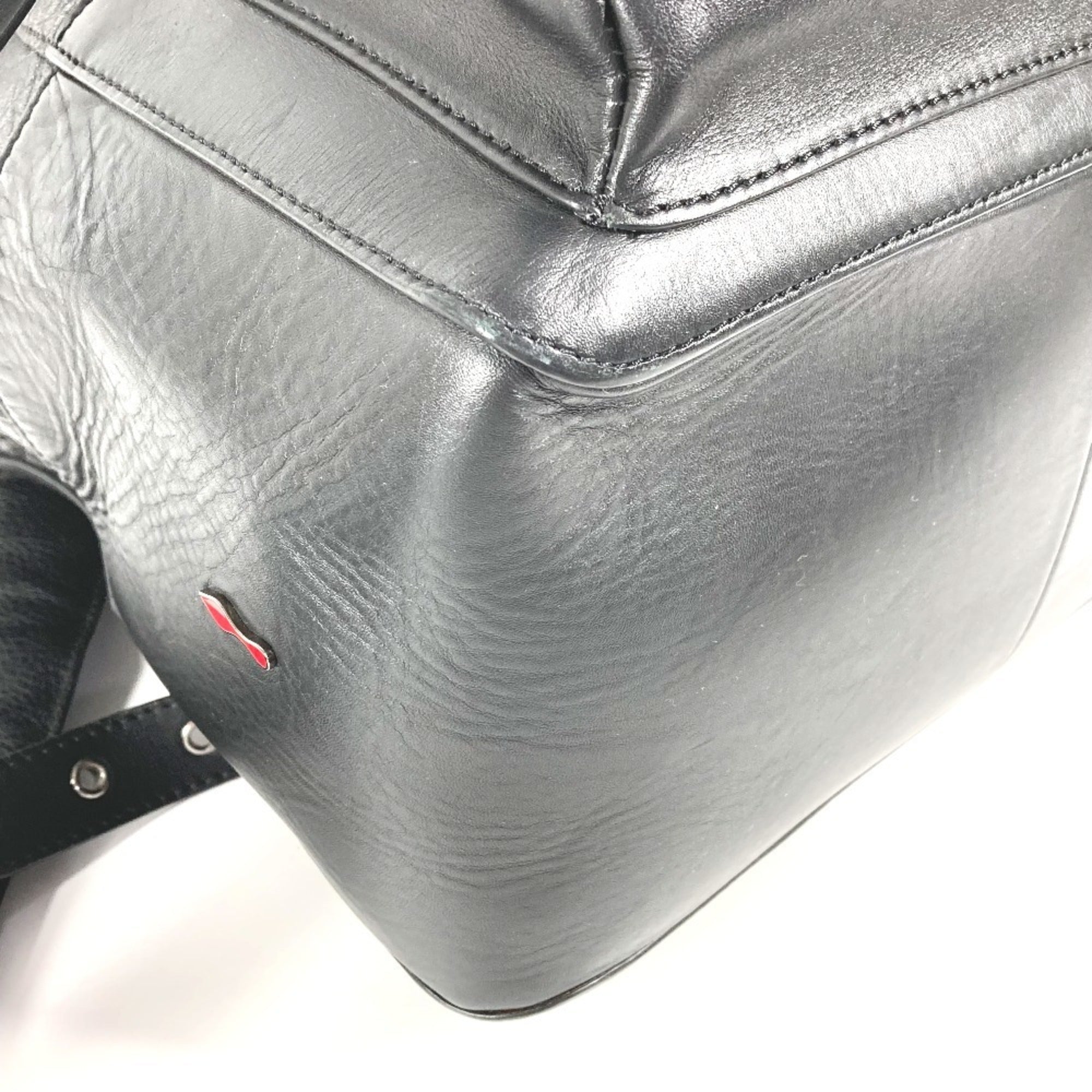 Christian Louboutin Black Red Color Leather Backpack (Pre-Owned)