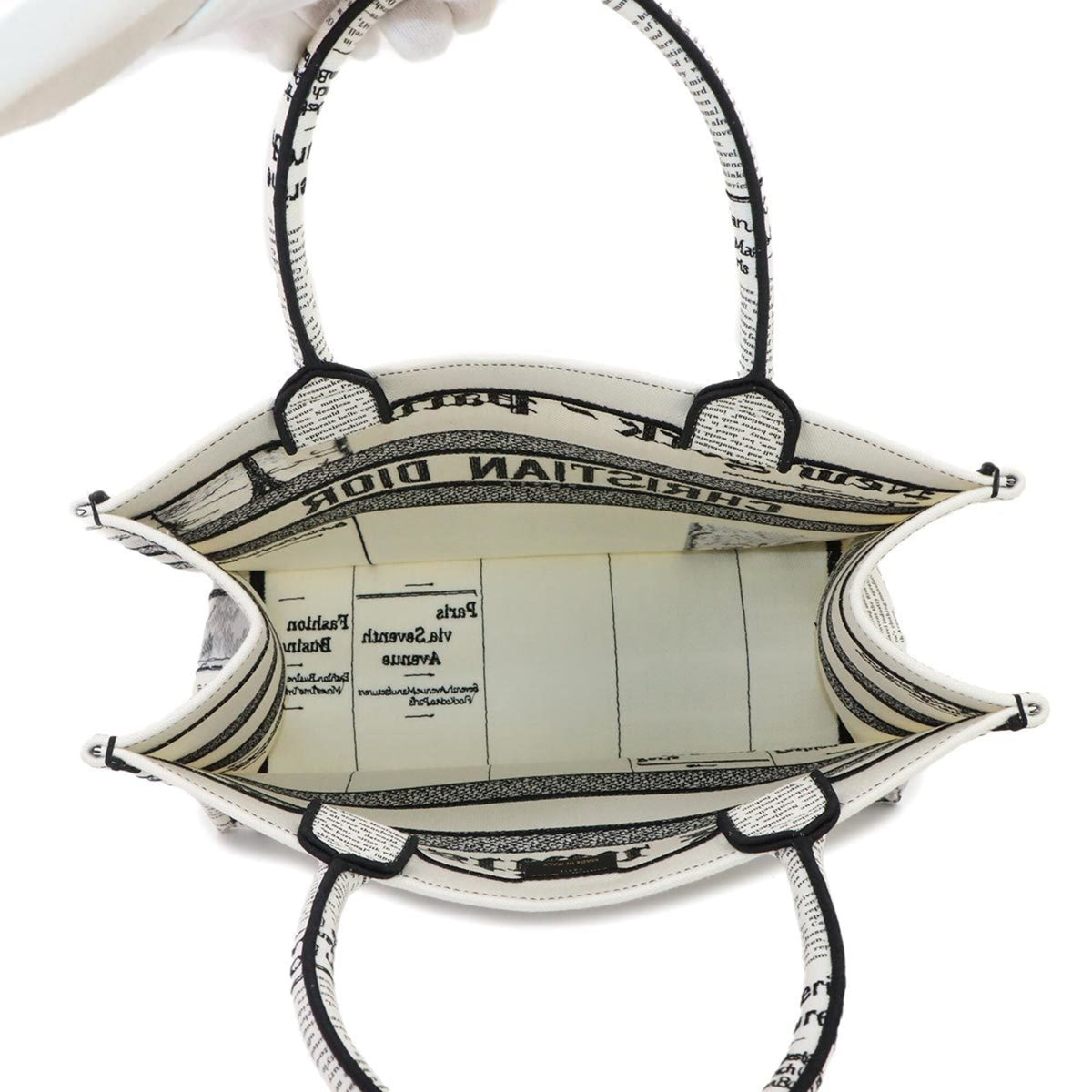 Christian Dior Black White Canvas Handbag Tote Bag (Pre-Owned)