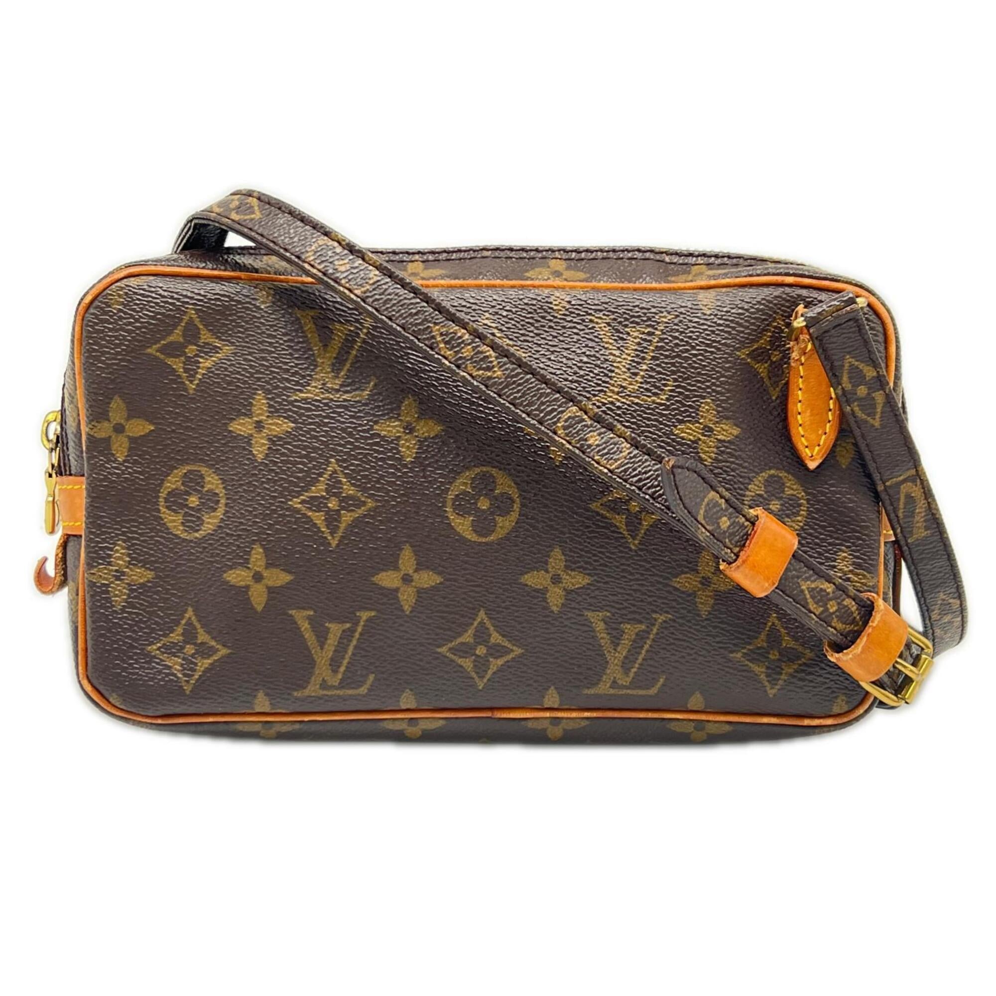 Louis Vuitton Monogram Beige Brown Coated Canvas Leather Pochette Shoulder Bag (Pre-Owned)