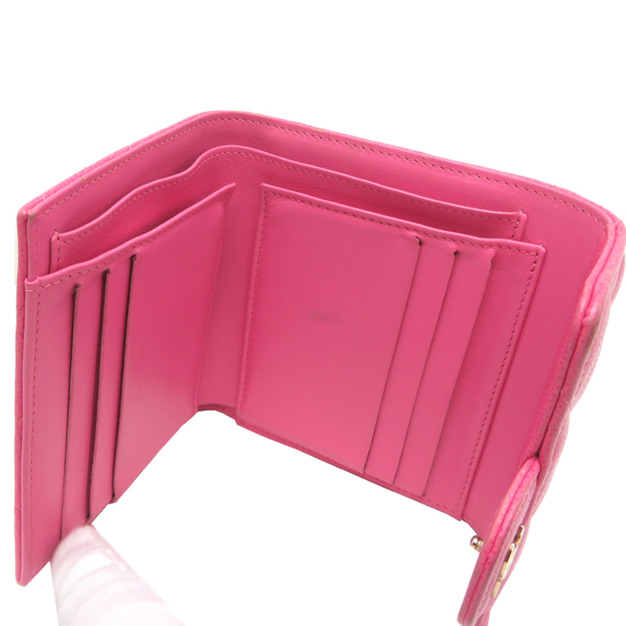 Chanel Pink Grained Calfskin Wallet (Tri-Fold) (Pre-Owned)