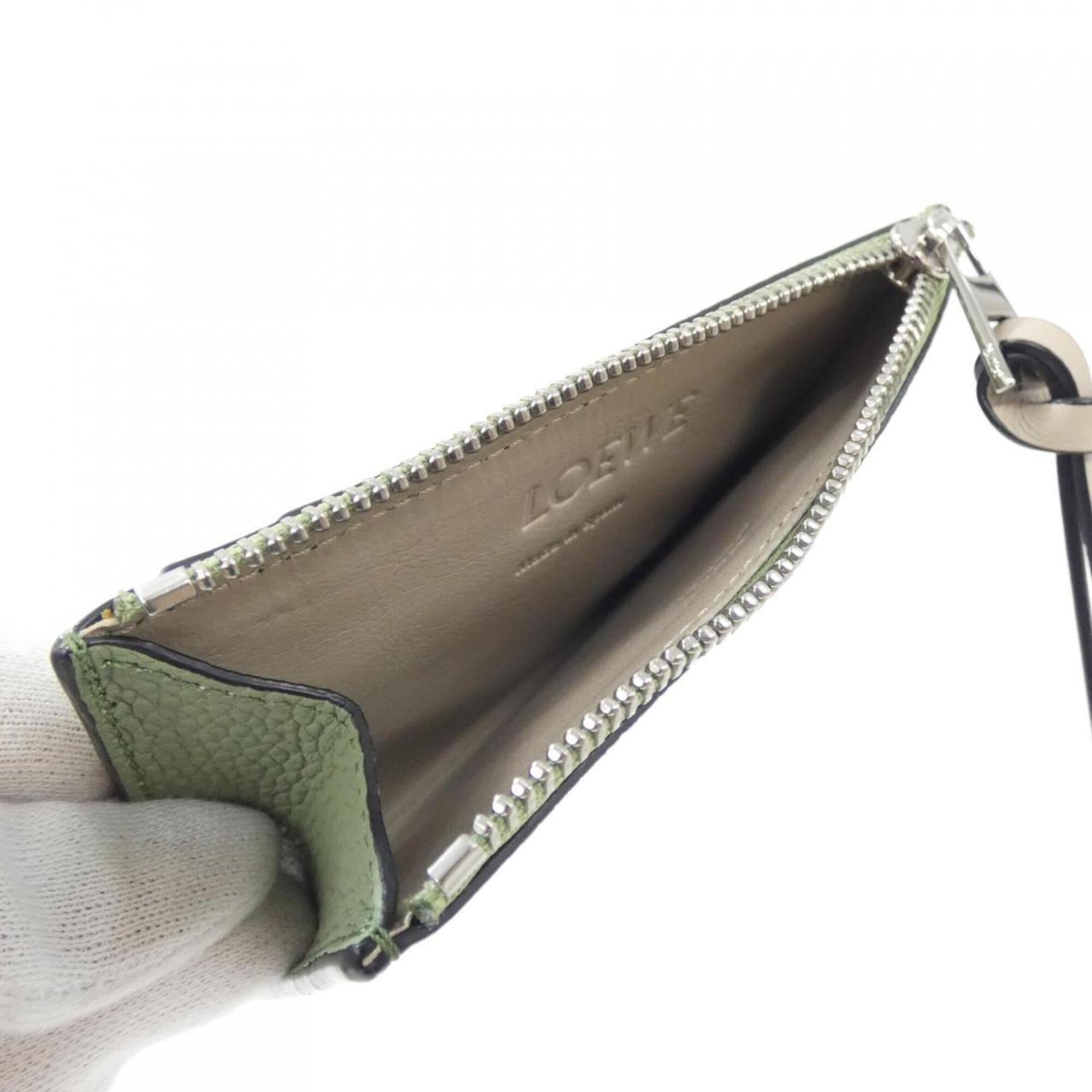 Loewe Green Leather Coin Purse/Coin Case (Pre-Owned)