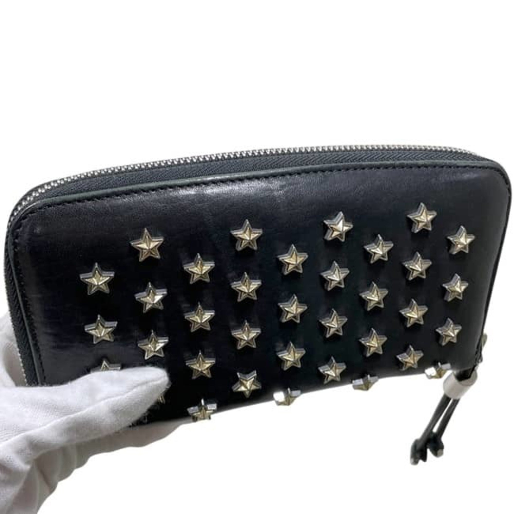 Jimmy Choo Black Leather Long Wallet (Bi-Fold) (Pre-Owned)
