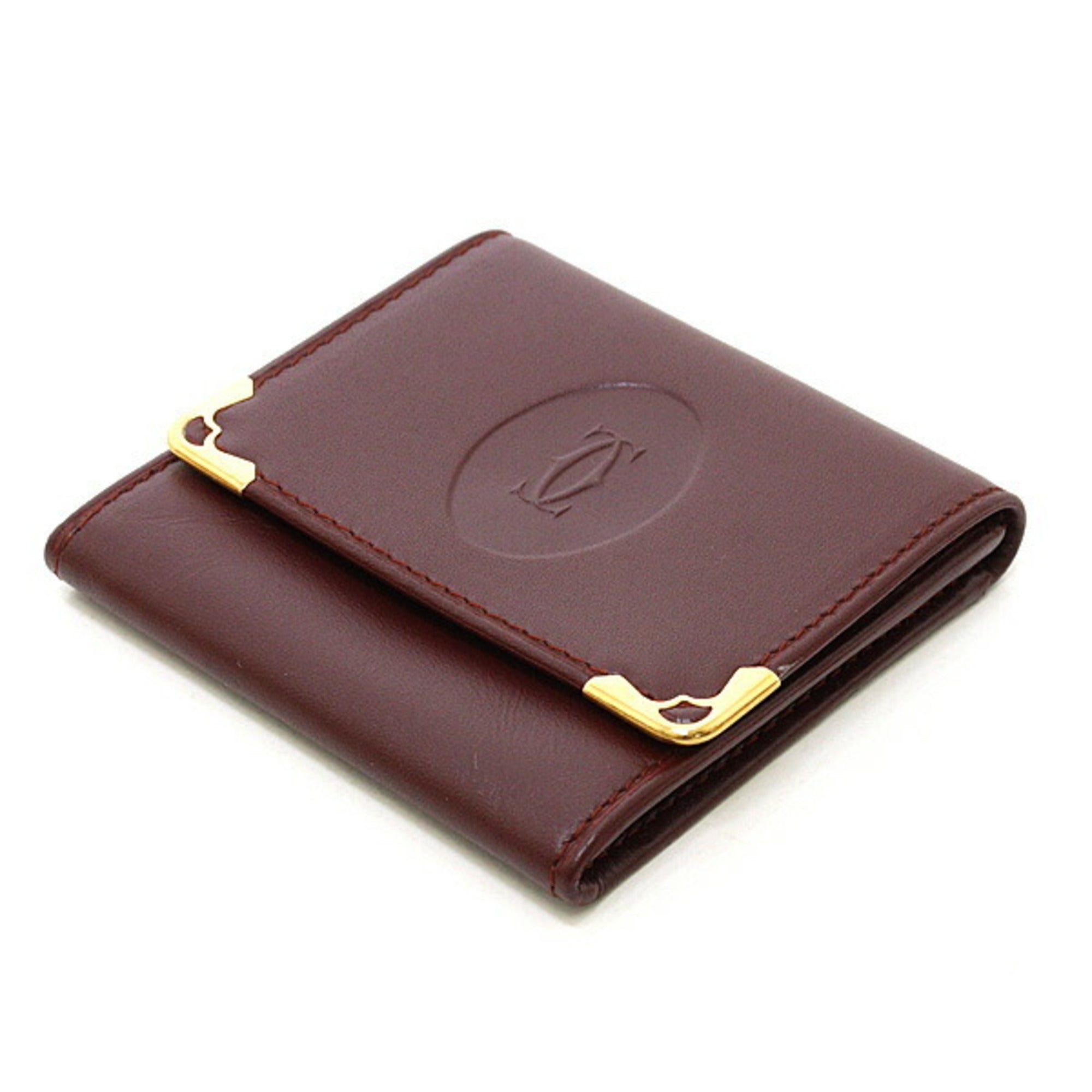 Cartier Must Bordeaux Leather Coin Purse/Coin Case (Pre-Owned)