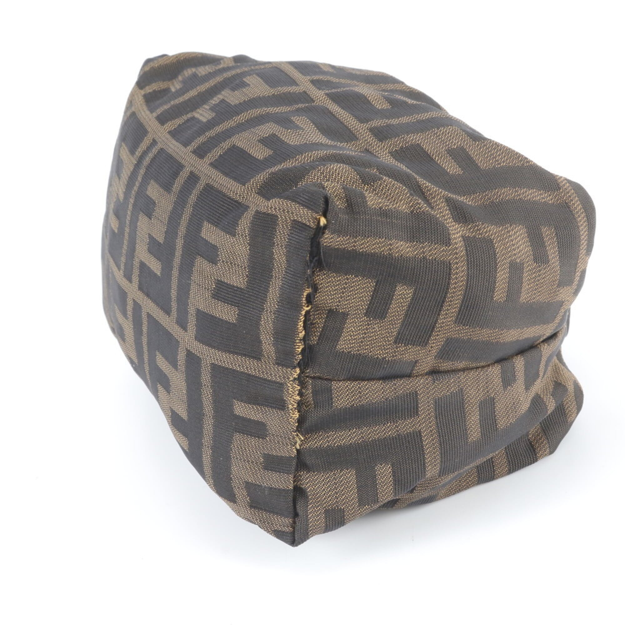 Fendi Brown Leather Canvas Handbag Pouch (Pre-Owned)