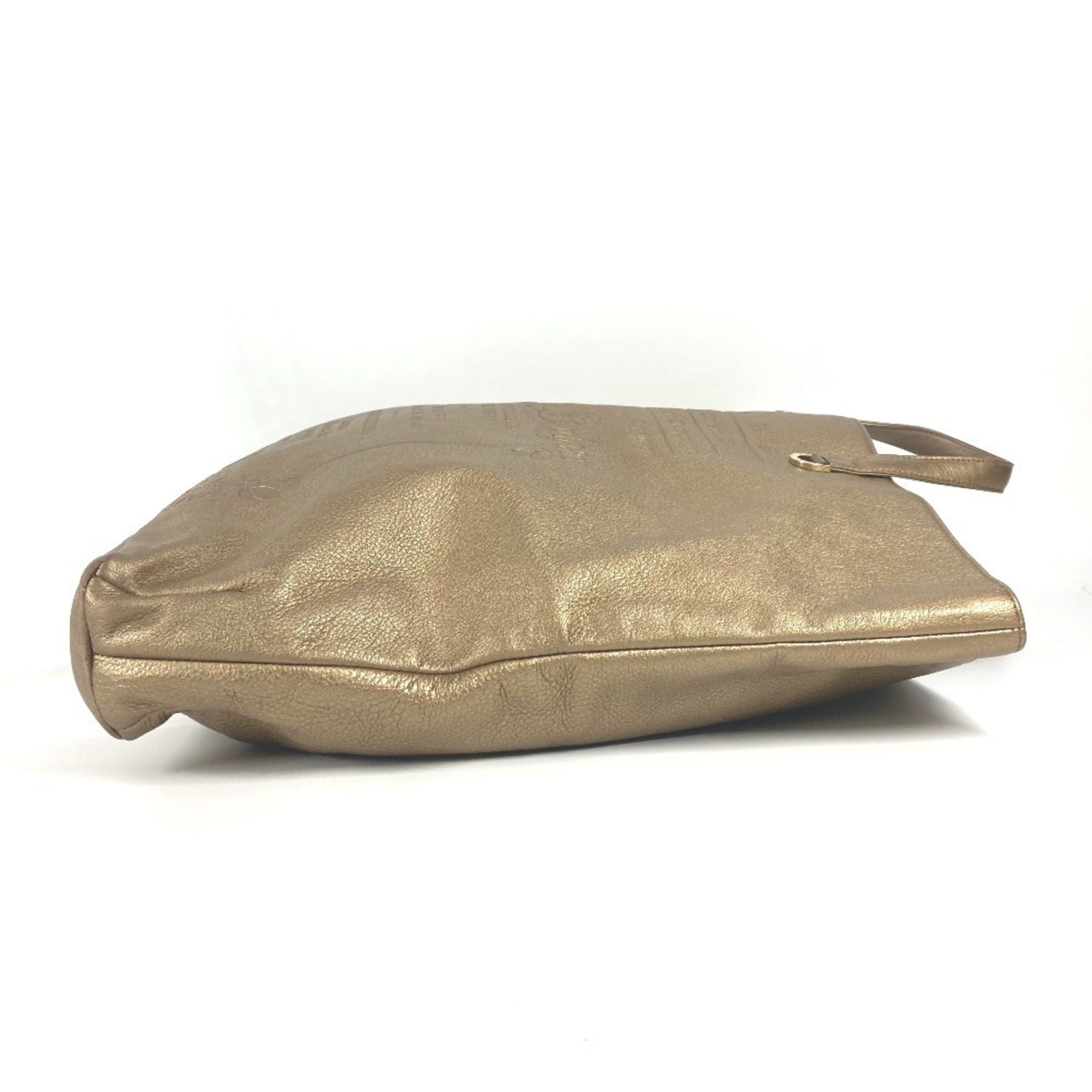 Bvlgari Gold Leather Handbag Tote Bag (Pre-Owned)