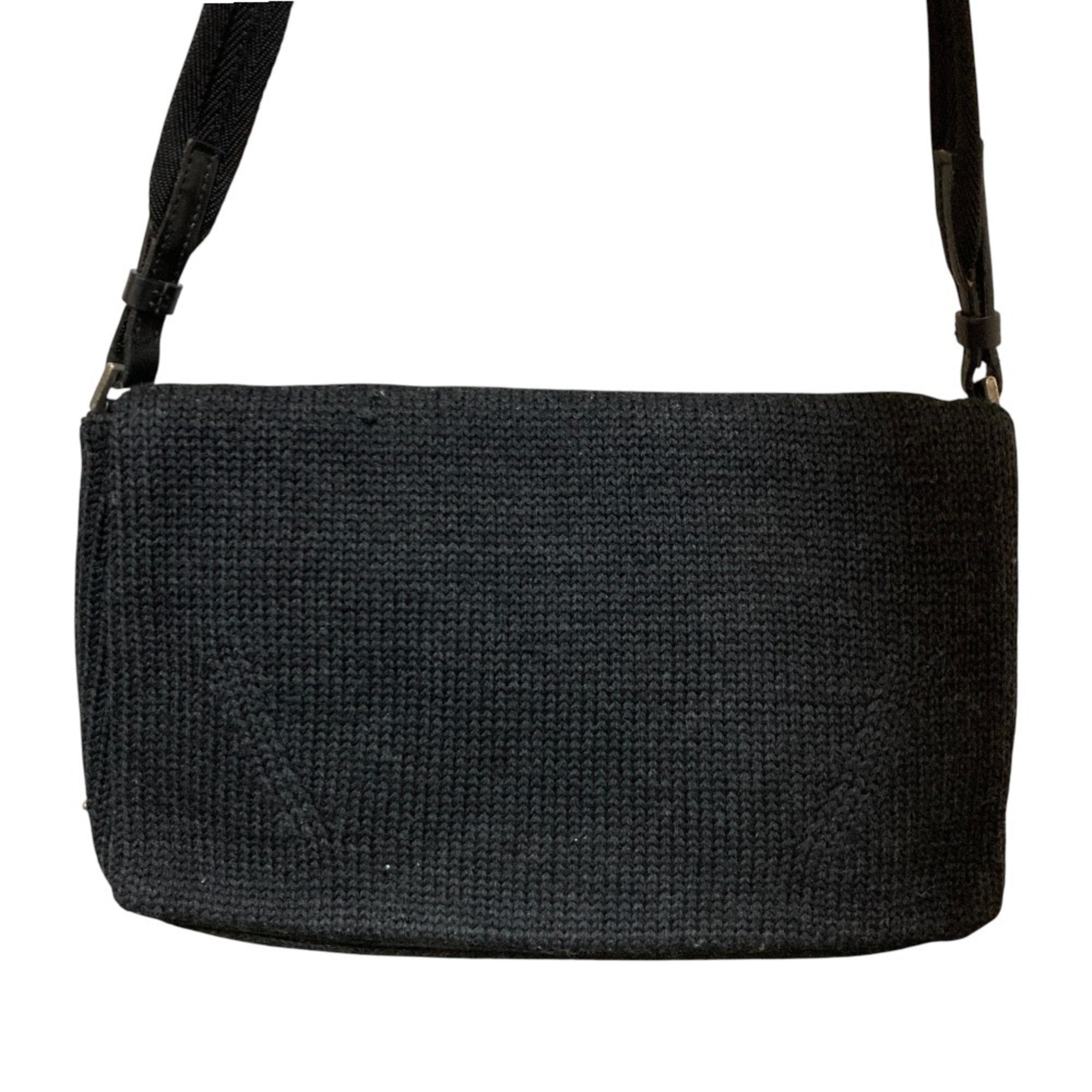 Prada Black Wool Leather Shoulder Bag (Pre-Owned)