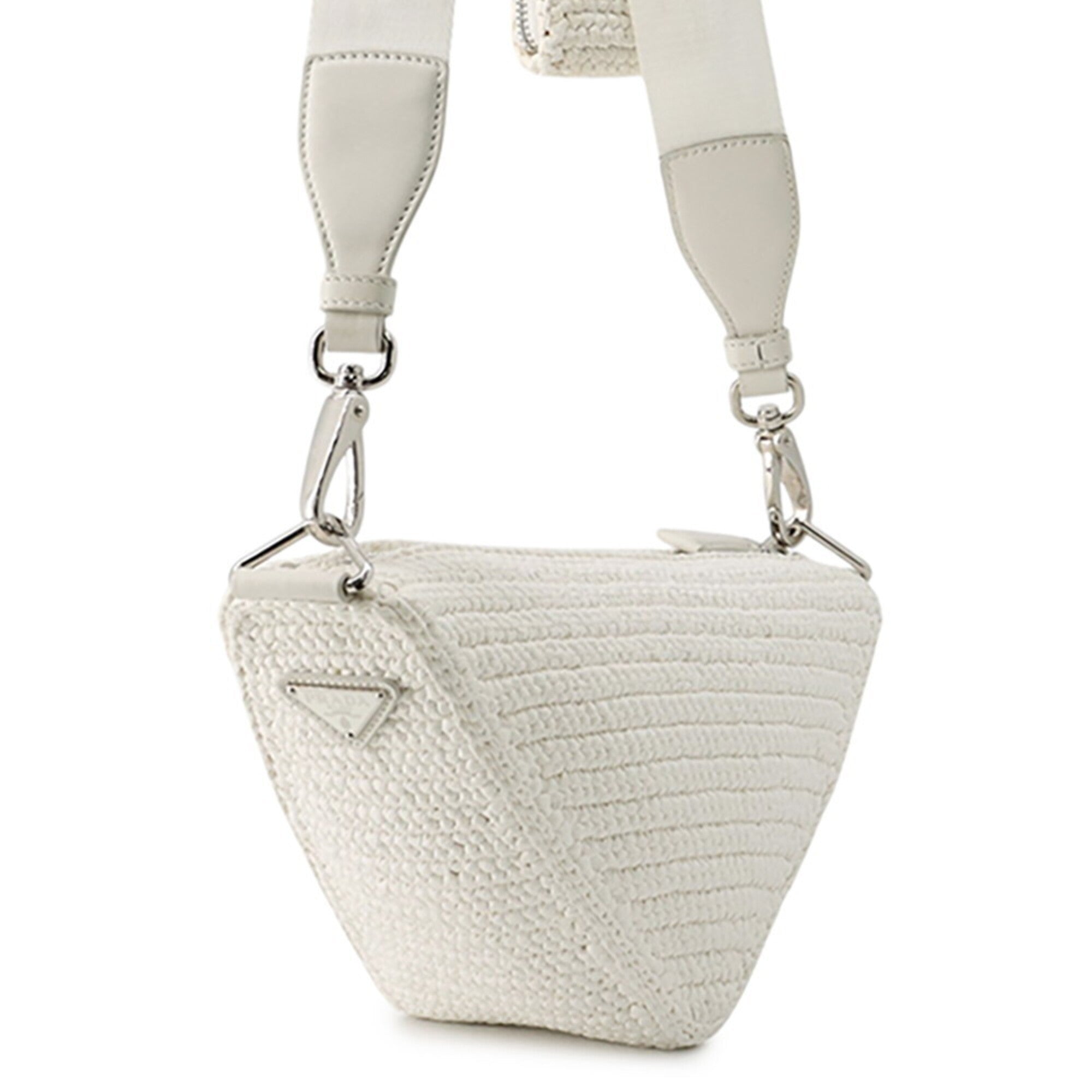 Prada White Raffia Handbag Shoulder Bag (Pre-Owned)