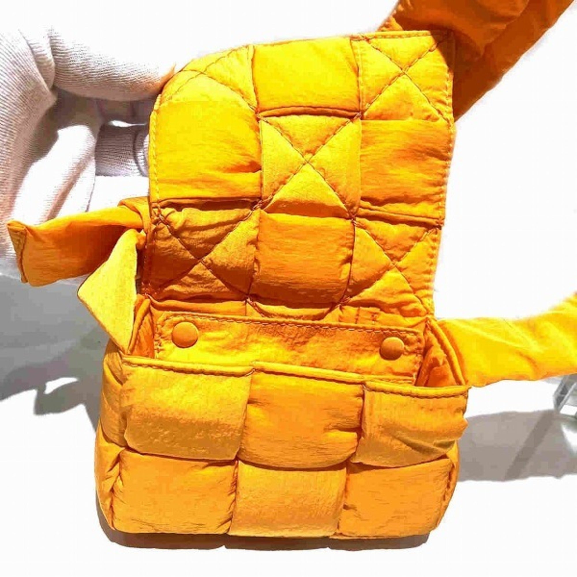 Bottega Veneta Yellow Nylon Shoulder Bag (Pre-Owned)