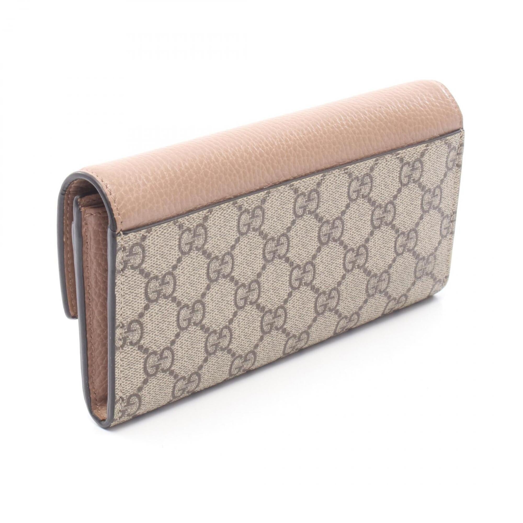 Gucci Beige Brown Pink Leather Pvc Long Wallet (Bi-Fold) (Pre-Owned)
