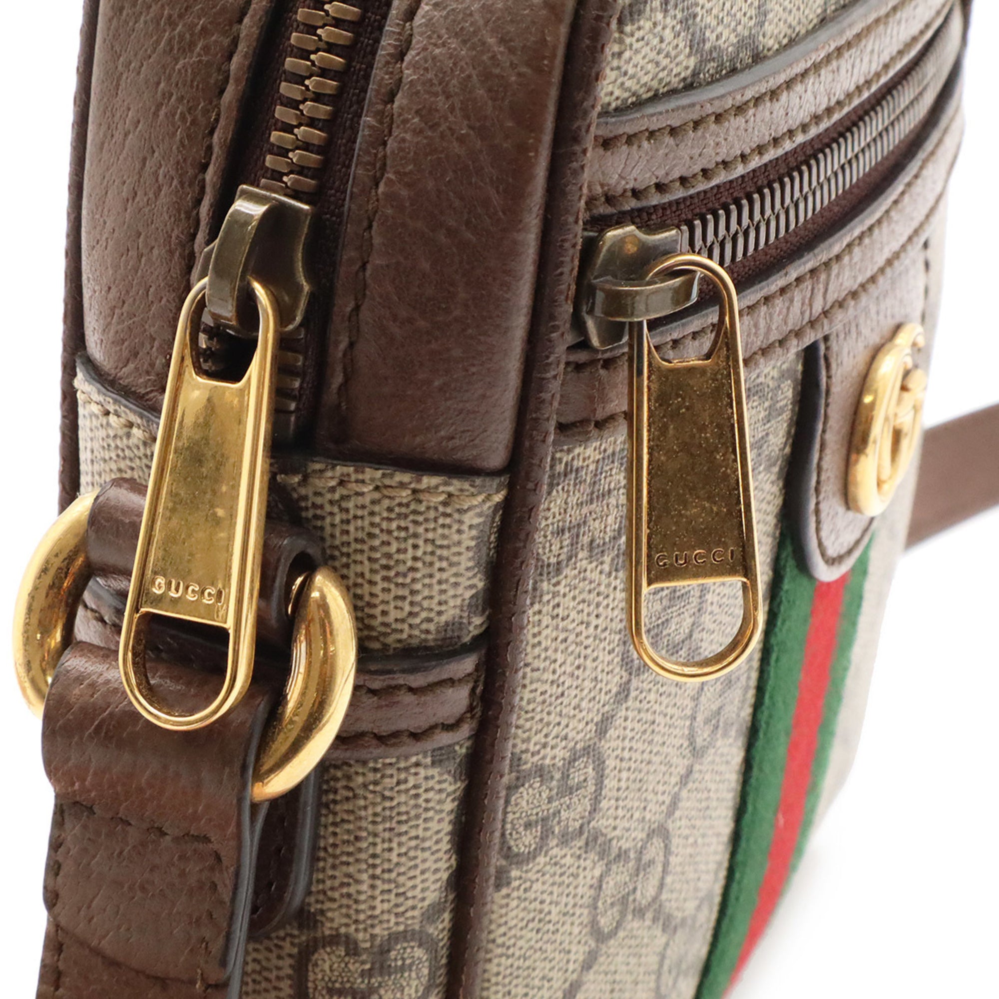 Gucci Beige Brown Green Red Color Yellow Gg Supreme Handbag Pochette Shoulder Bag (Pre-Owned)