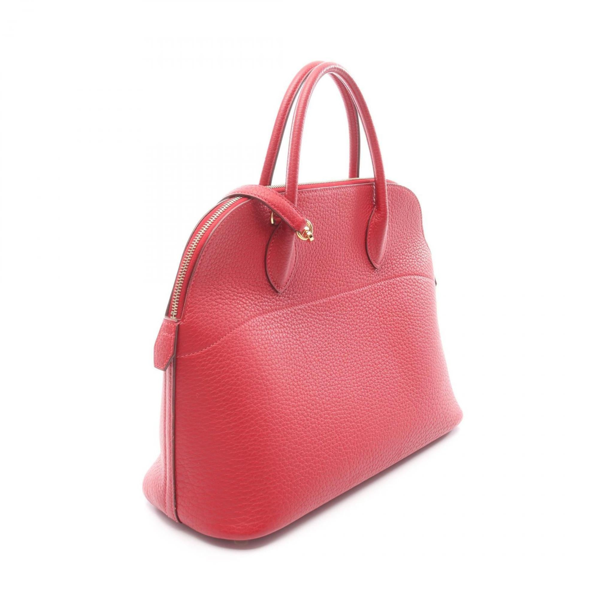 Hermes Red Color Rouge Vif Fjord Leather Handbag (Pre-Owned)