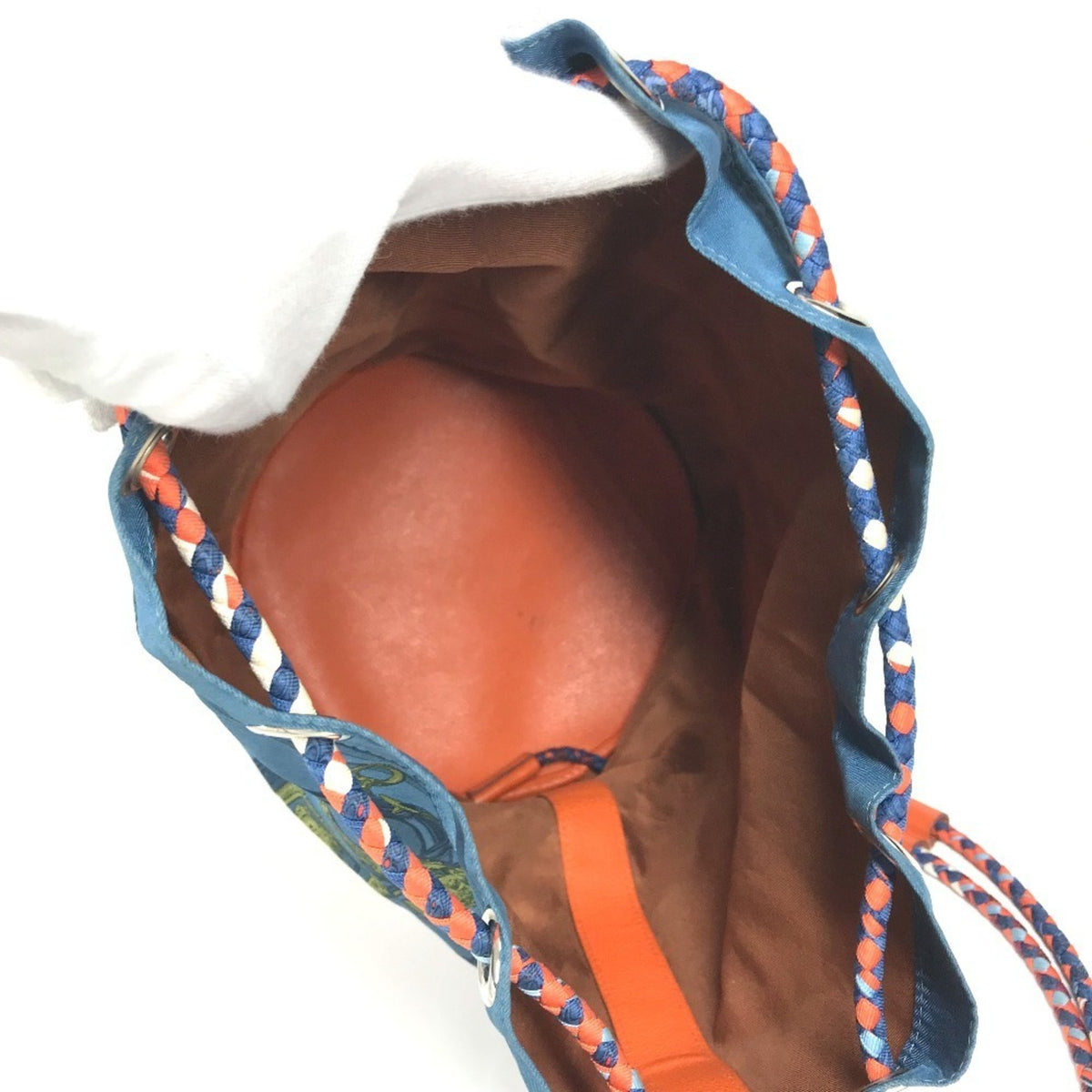 Hermes Blue Orange Silk Leather Shoulder Bag (Pre-Owned)