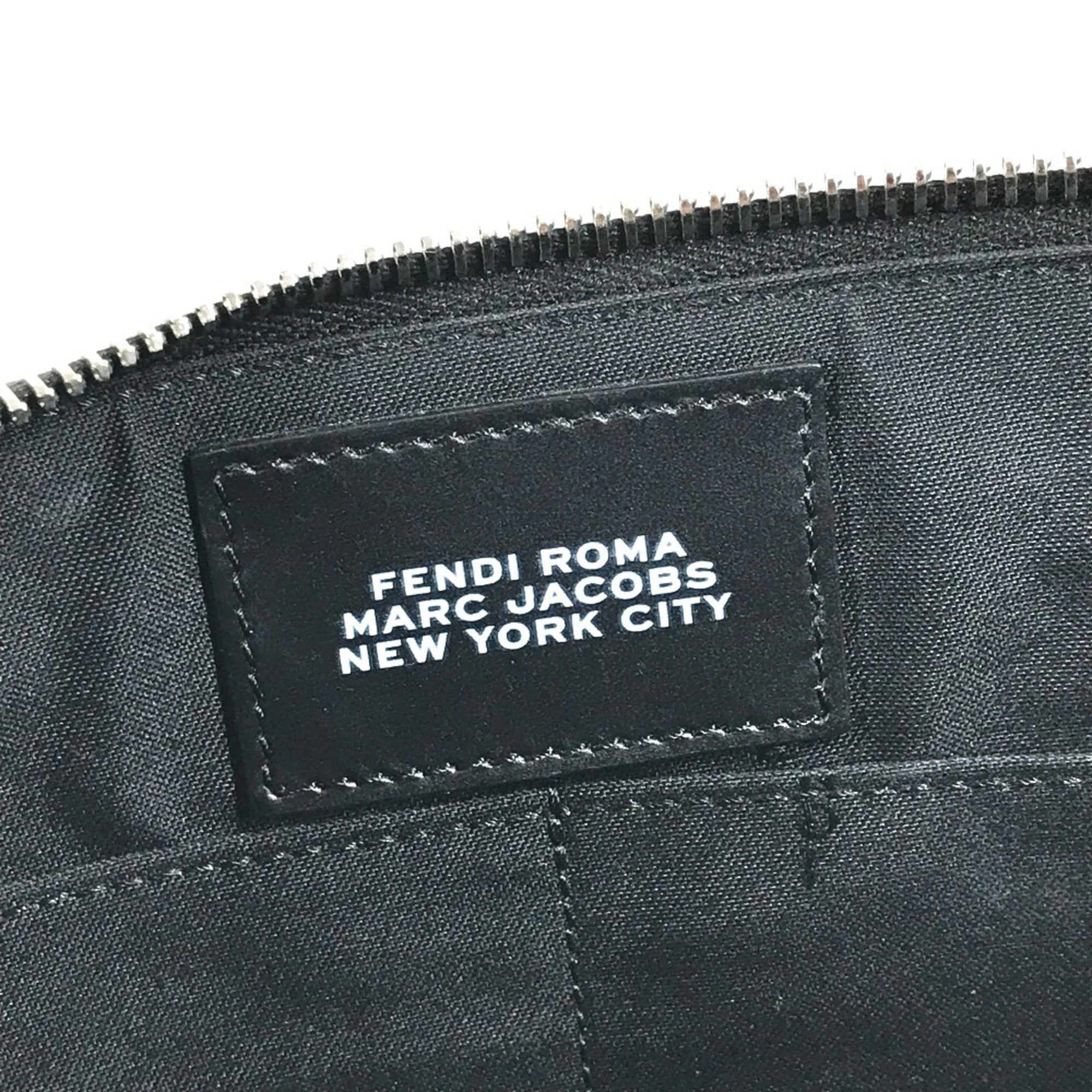 Fendi Black White Leather Clutch Bag Handbag Pouch (Pre-Owned)