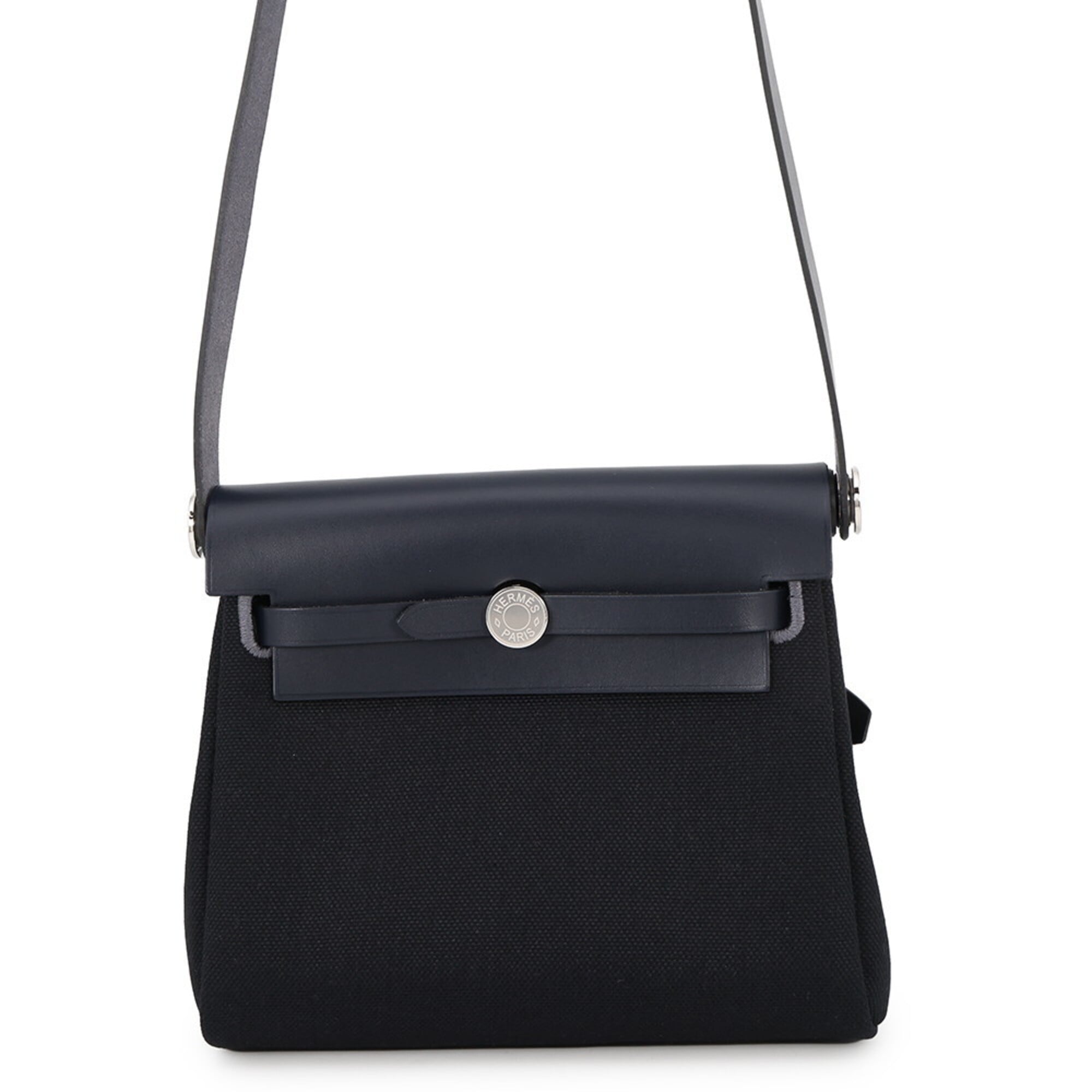 Hermes Black Blue Indigo Vache Leather Handbag Shoulder Bag (Pre-Owned)
