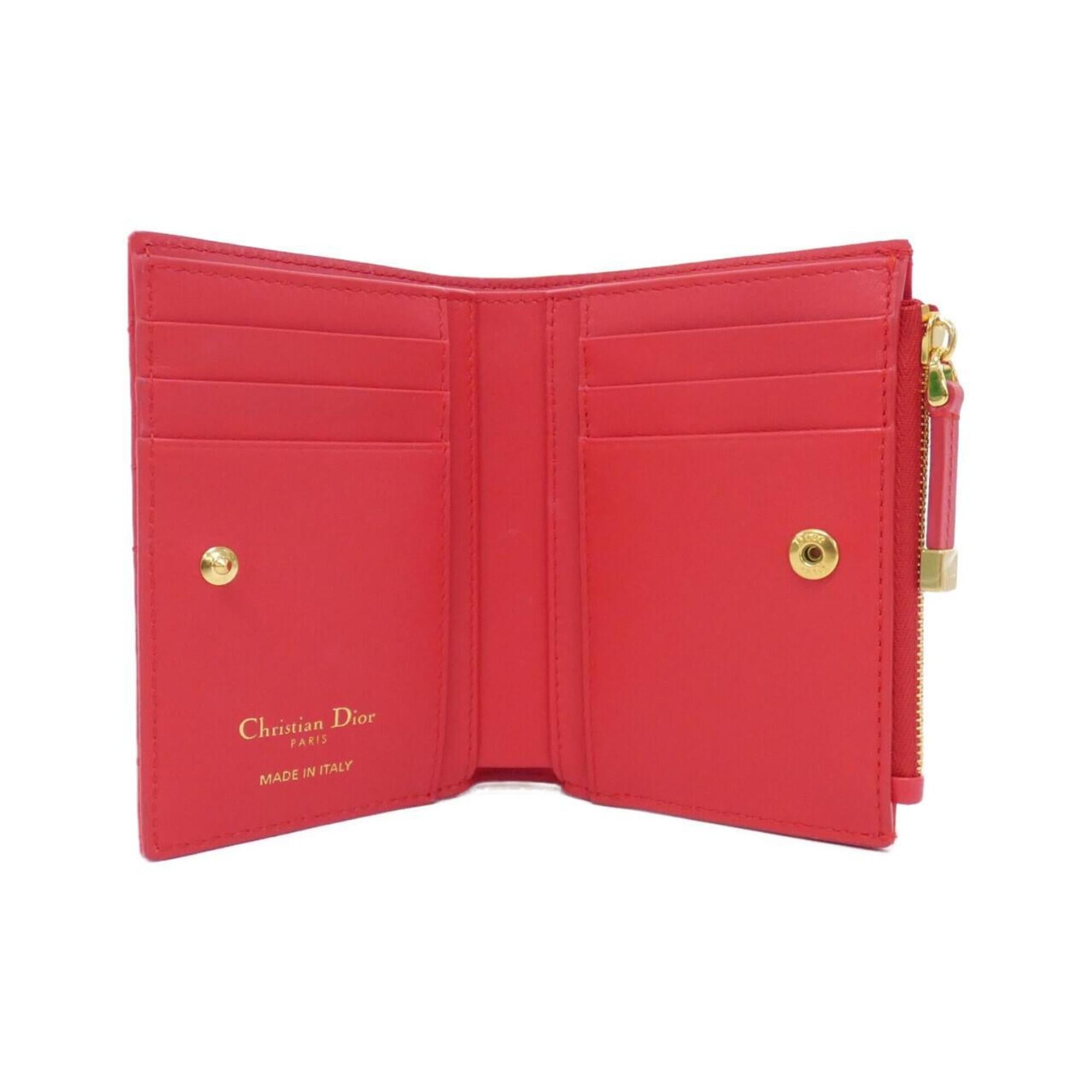 Christian Dior Red Color Leather Wallet (Bi-Fold) (Pre-Owned)
