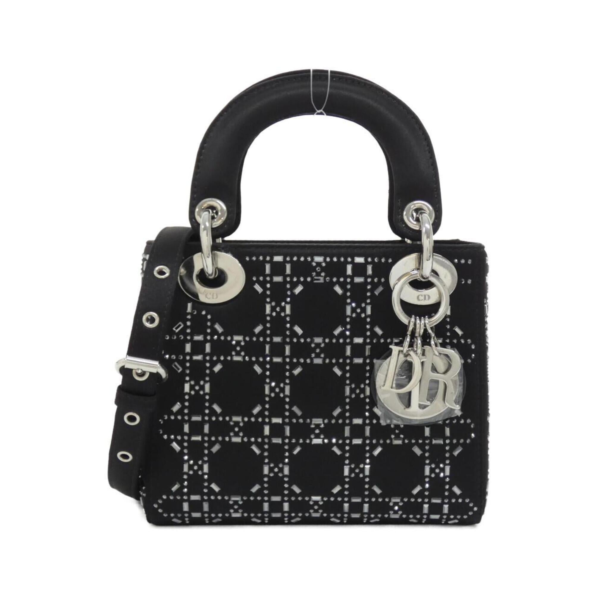 Christian Dior Black White Satin Handbag (Pre-Owned)