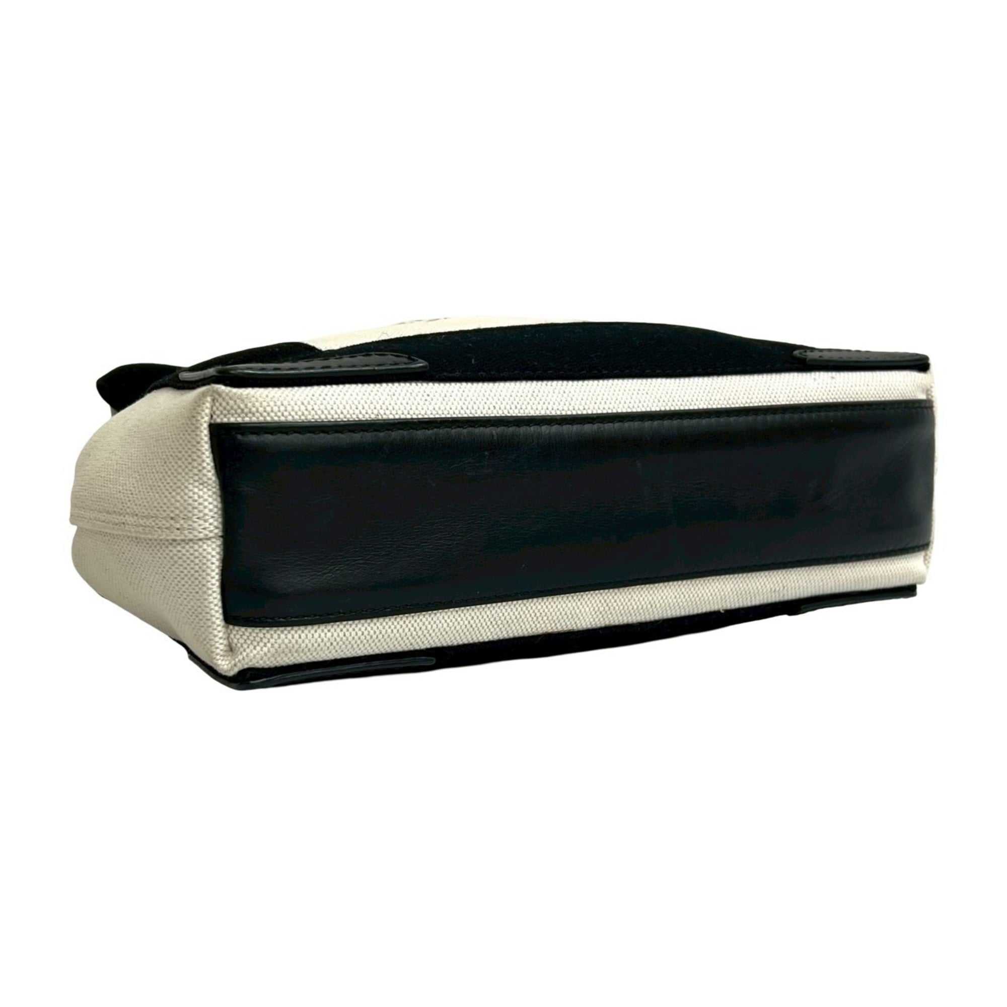 Balenciaga Black Ivory Canvas Leather Handbag Pouch Shoulder Bag (Pre-Owned)