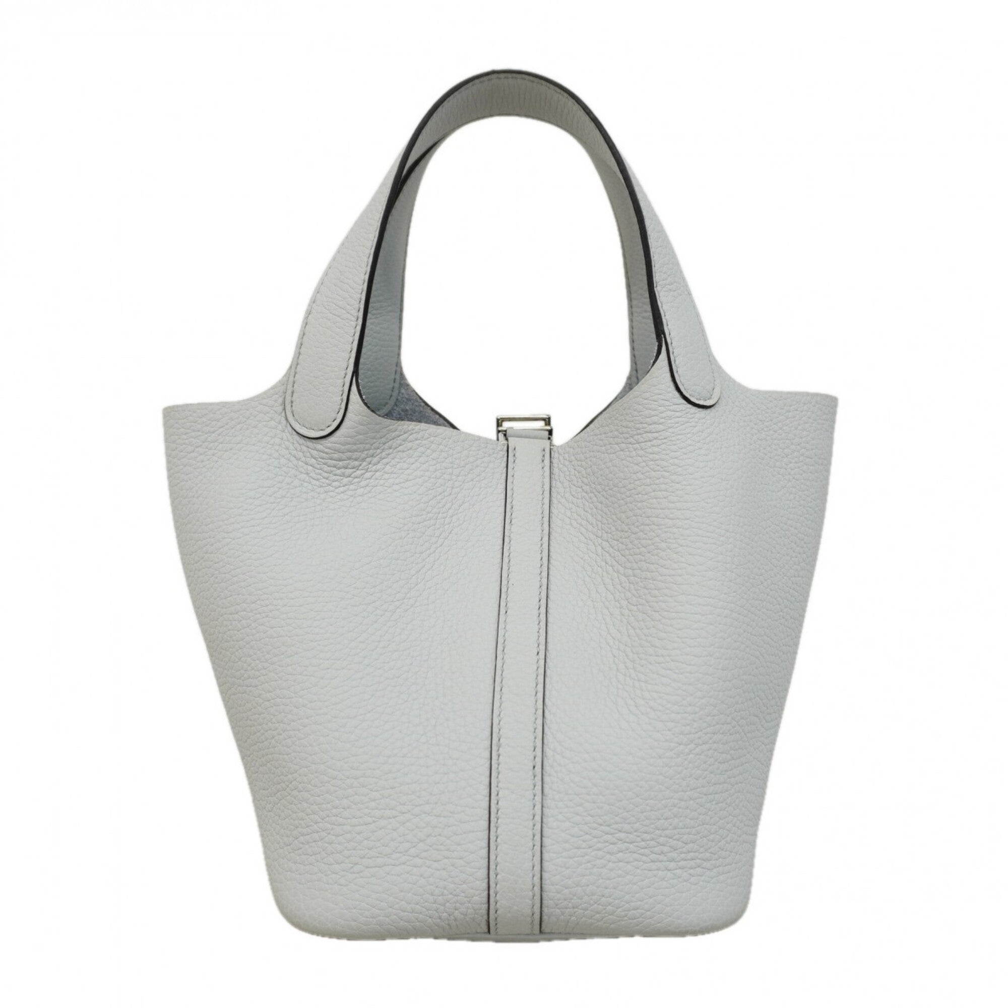 Hermes Gray Taurillon Clemence Leather Handbag (Pre-Owned)