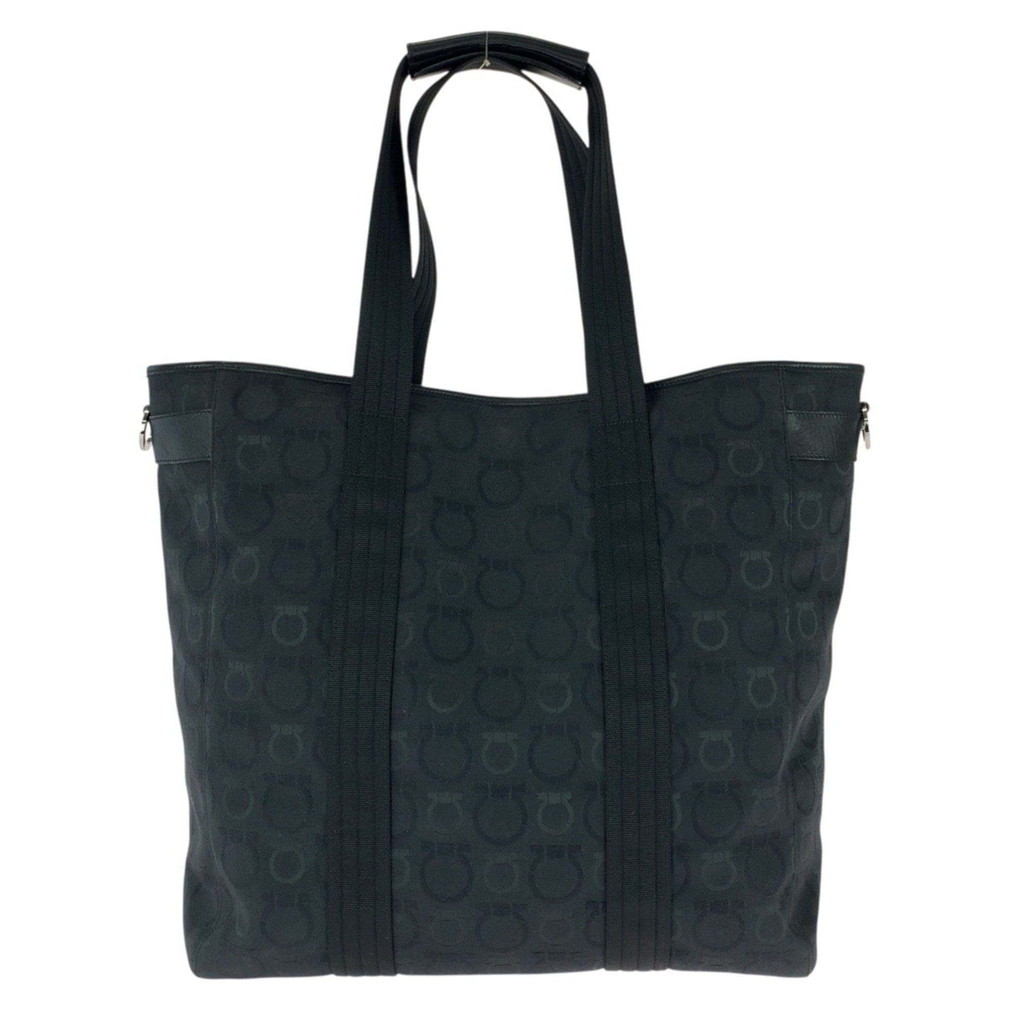 Salvatore Ferragamo Black Canvas Leather Tote Bag (Pre-Owned)