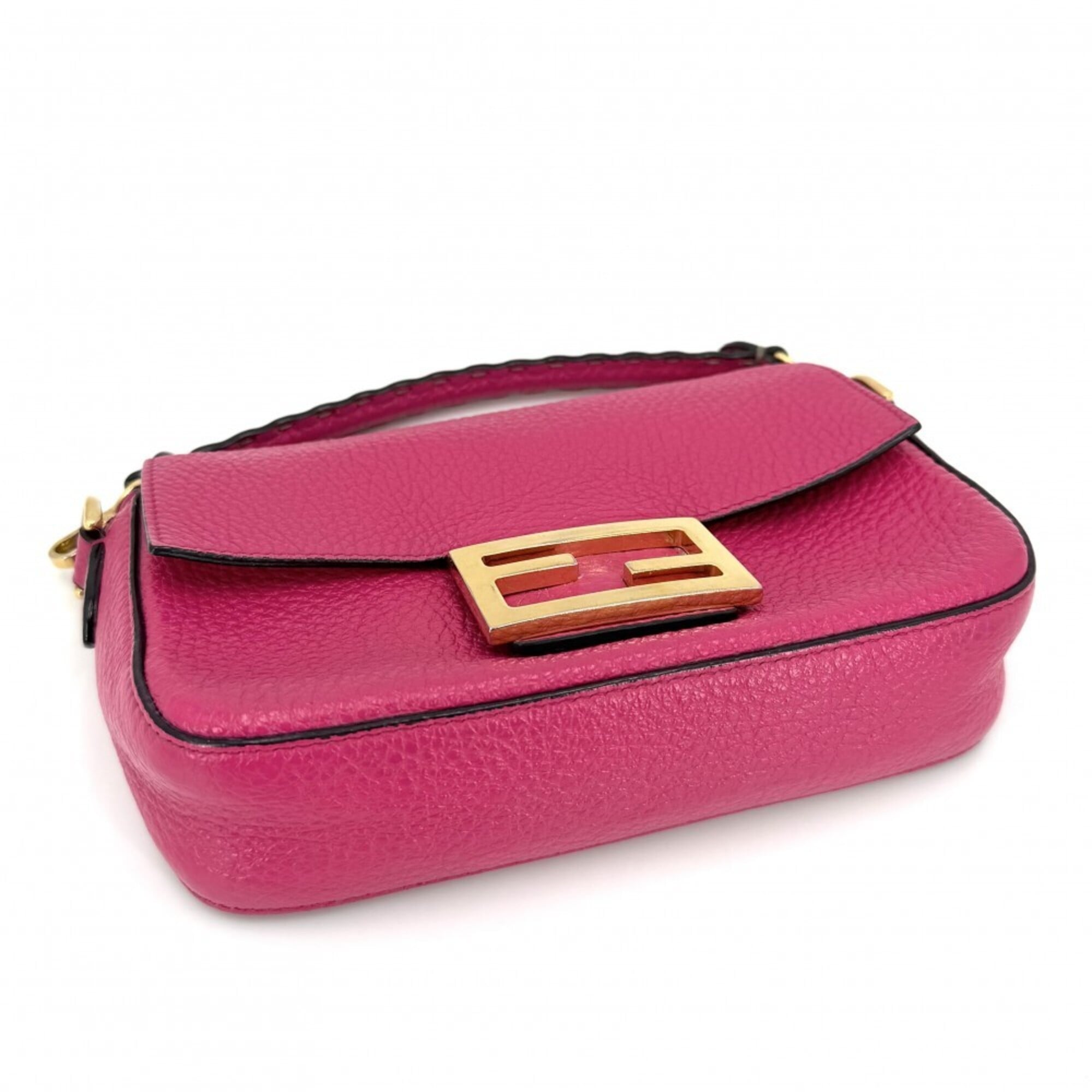 Fendi Pink Leather Handbag Shoulder Bag (Pre-Owned)