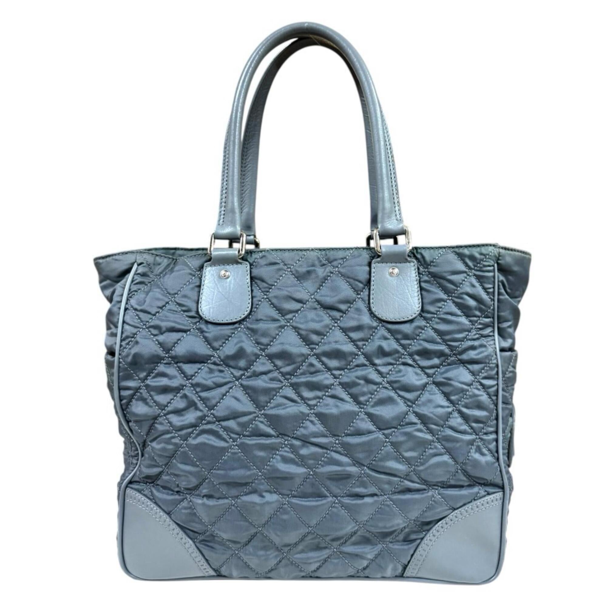 Chanel Gray Nylon Leather Tote Bag (Pre-Owned)