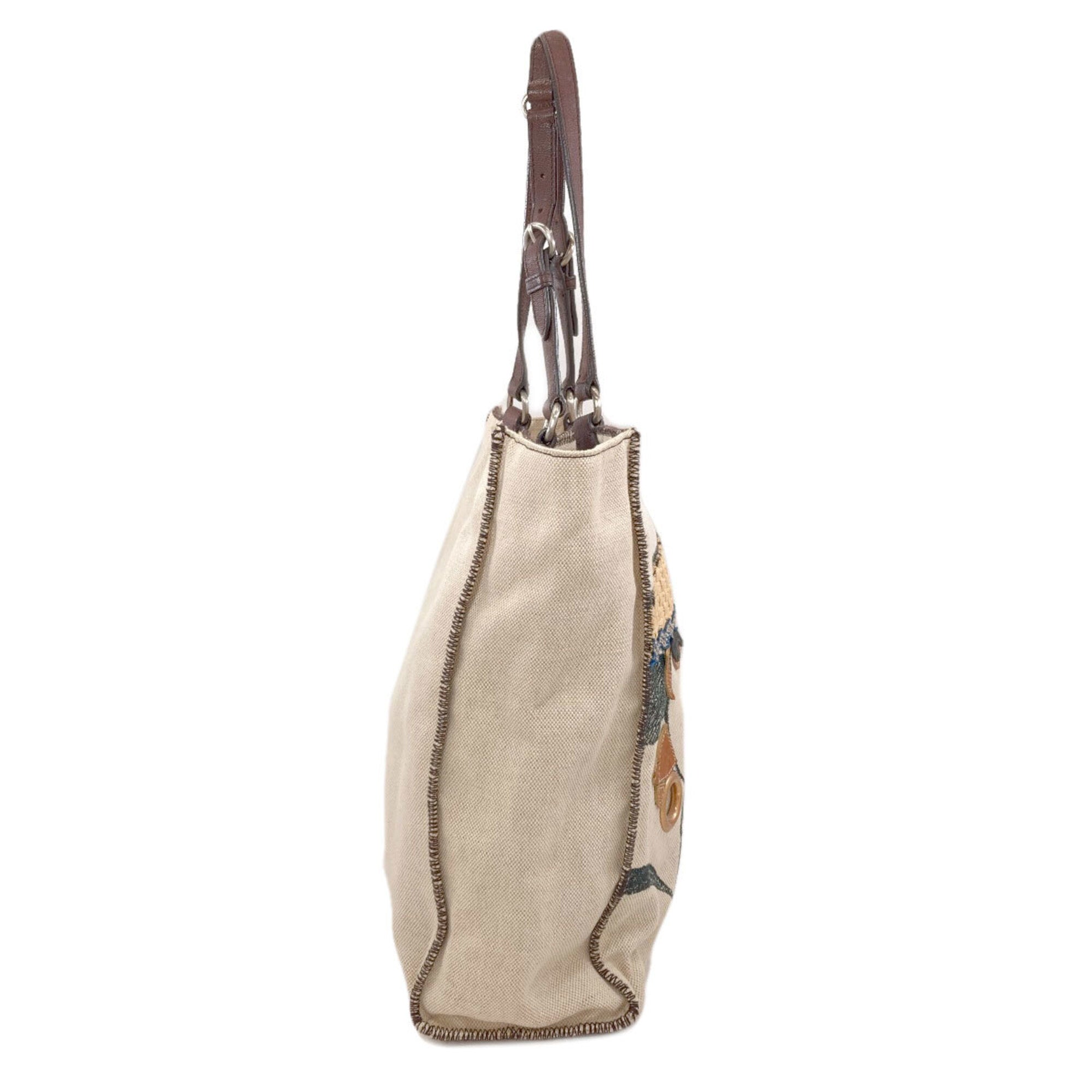 Miu Miu Beige Canvas Tote Bag (Pre-Owned)