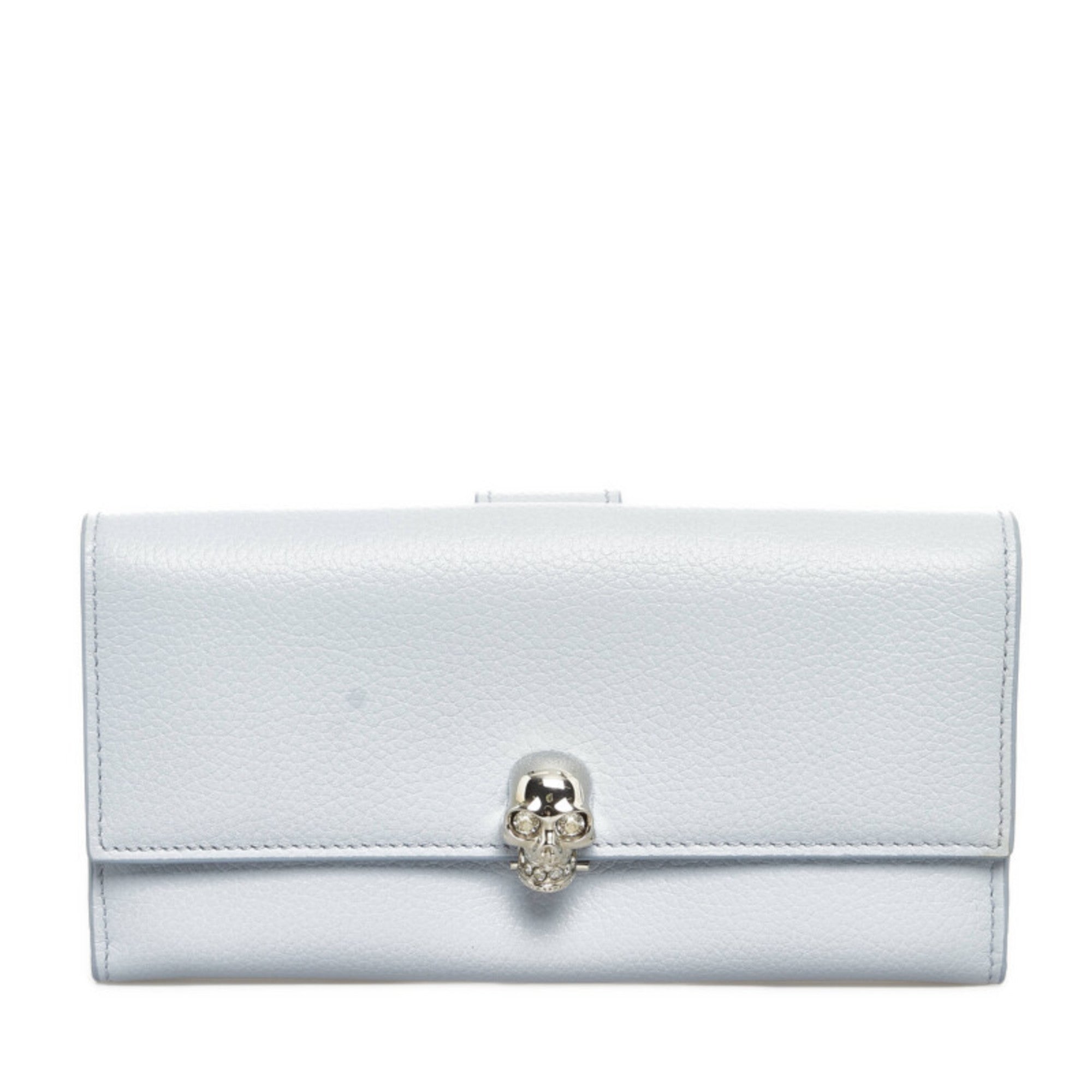 Alexander Mcqueen Light Blue Leather Long Wallet (Tri-Fold) (Pre-Owned)