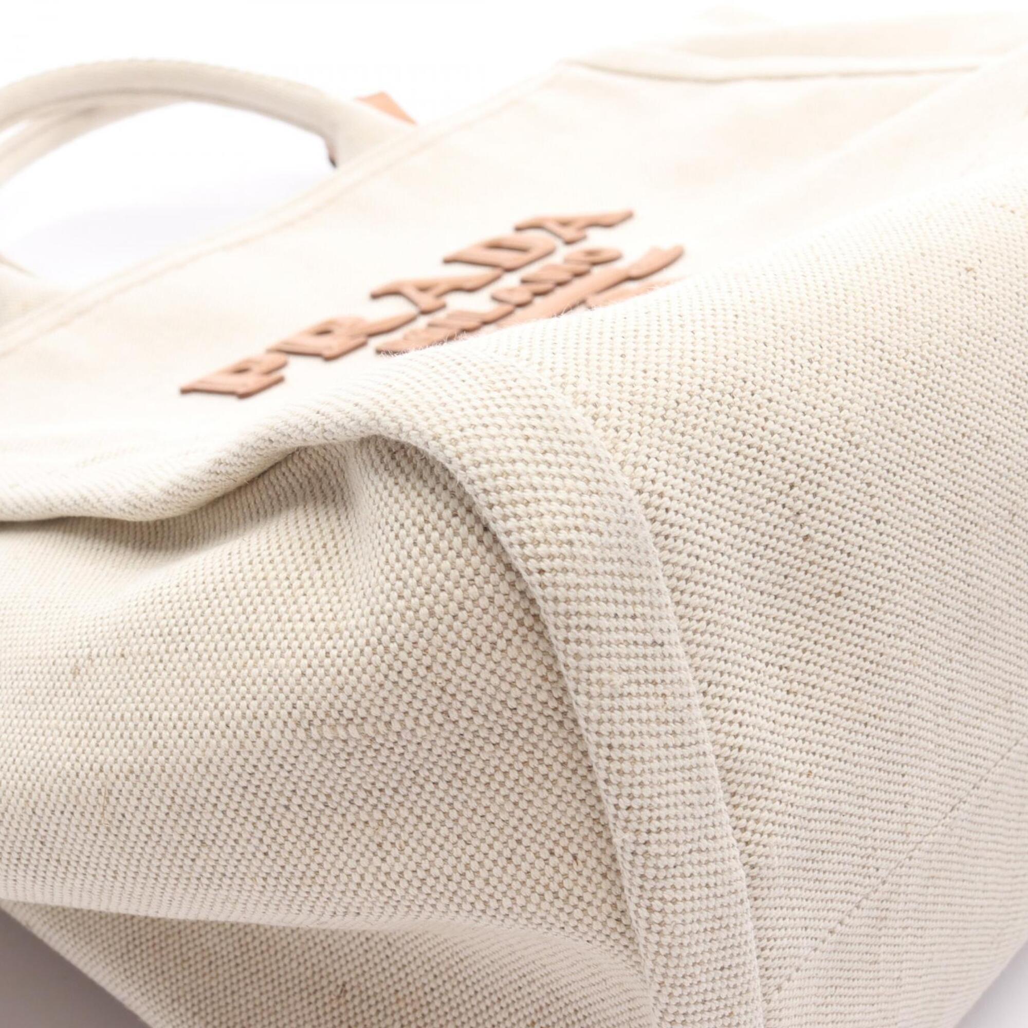 Prada Brown Ivory Canvas Handbag Tote Bag (Pre-Owned)