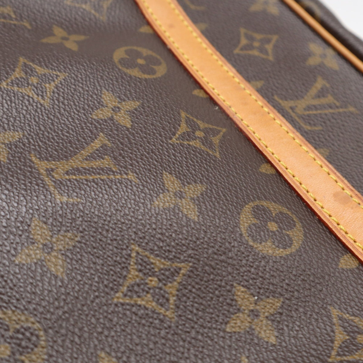 Louis Vuitton Beige Brown Monogram Coated Canvas Leather Shoulder Bag (Pre-Owned)