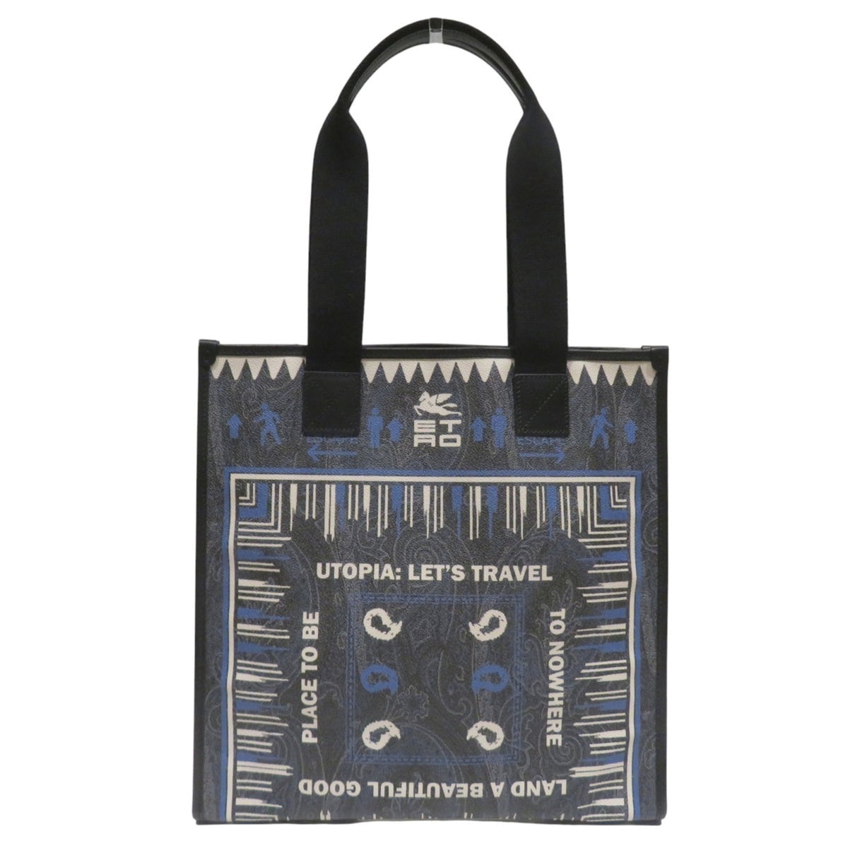 Etro Black Blue Gray Pvc Cotton Tote Bag (Pre-Owned)