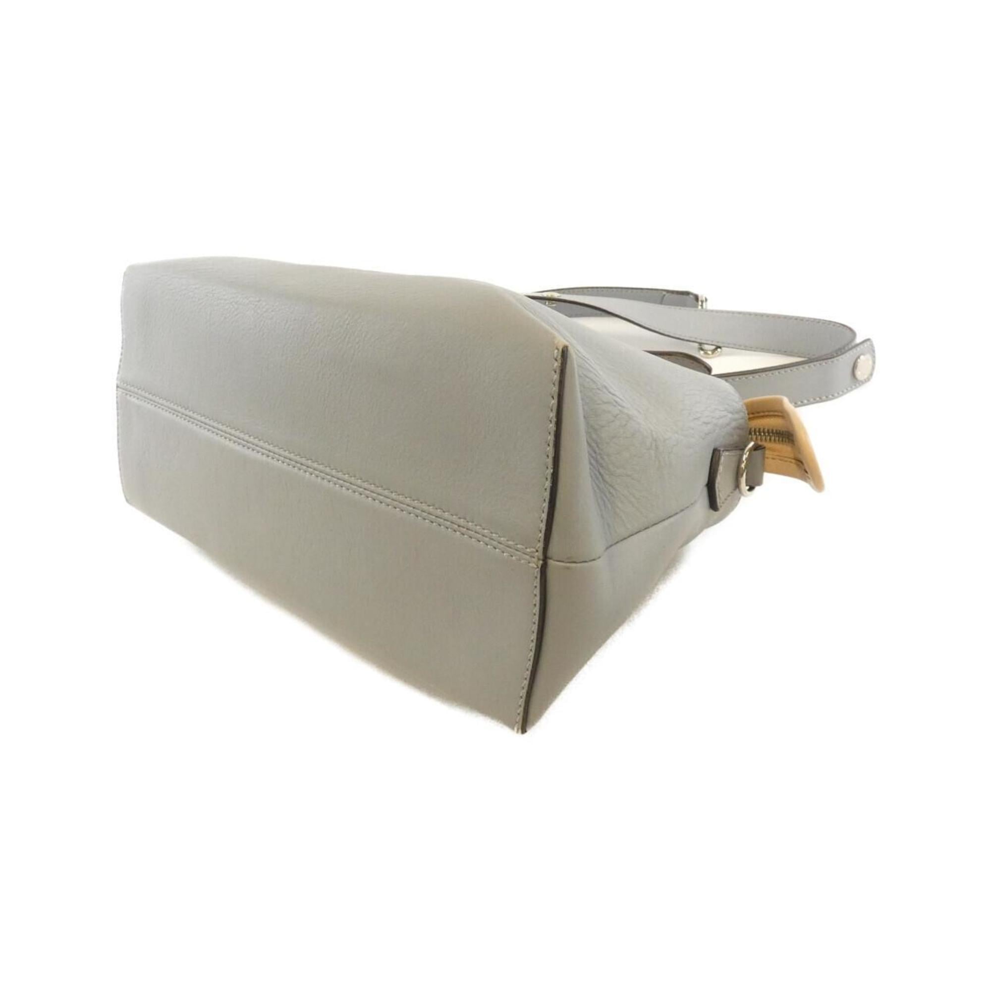 Fendi Beige Light Blue Leather Handbag (Pre-Owned)