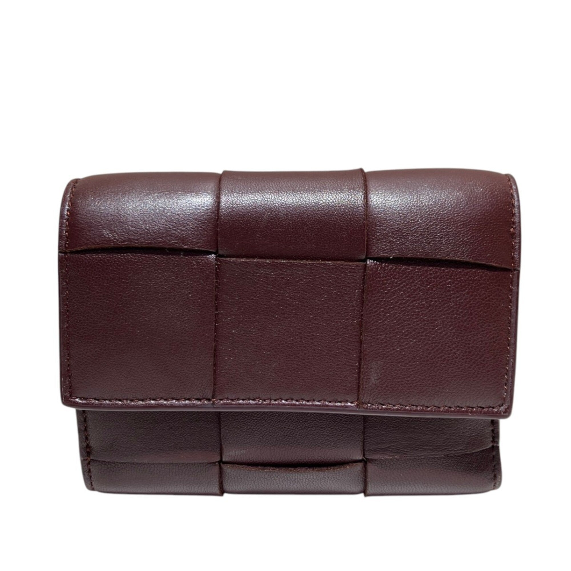 Bottega Veneta Bordeaux Leather Wallet (Tri-Fold) (Pre-Owned)