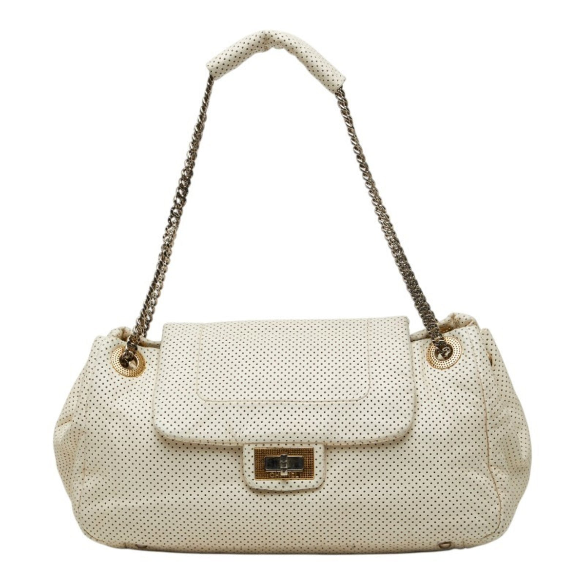 Chanel Off-White Leather Shoulder Bag (Pre-Owned)